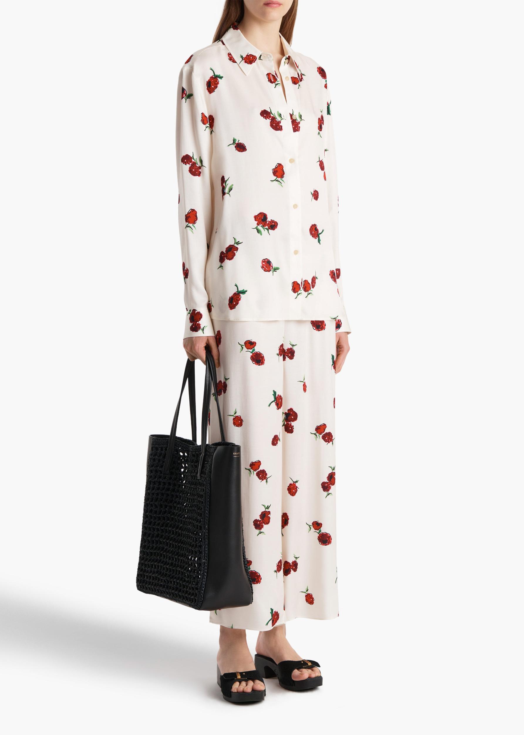 Argo Top in Cream with Raspberry Print Product Image