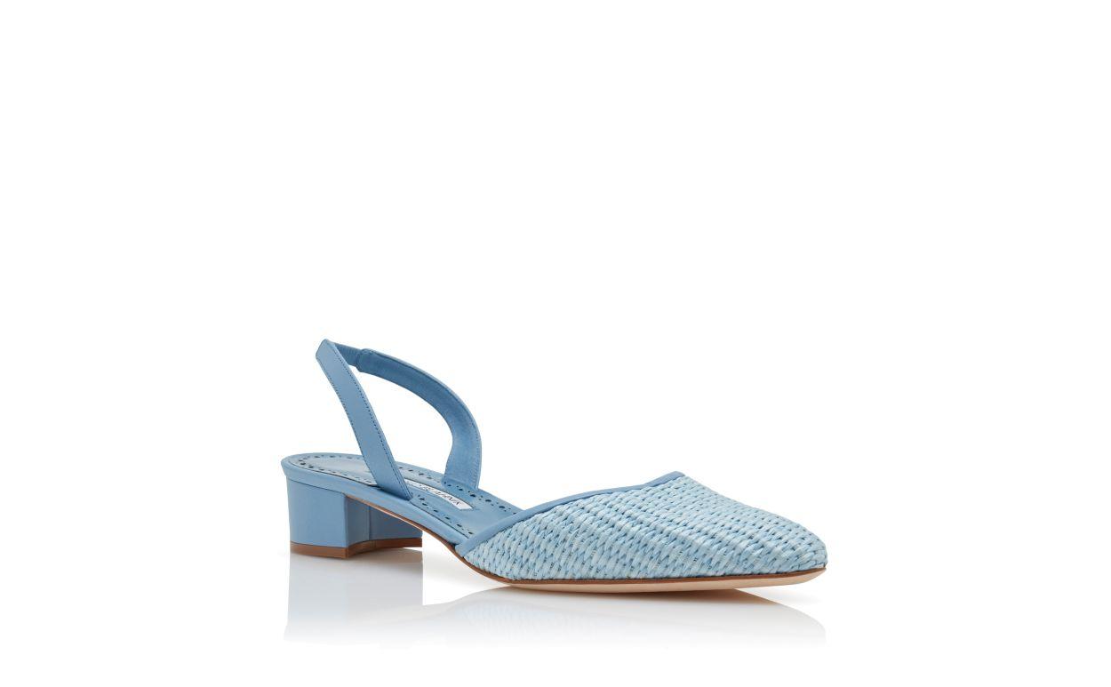 RAFFRO Light Blue Raffia Slingback Pumps Product Image