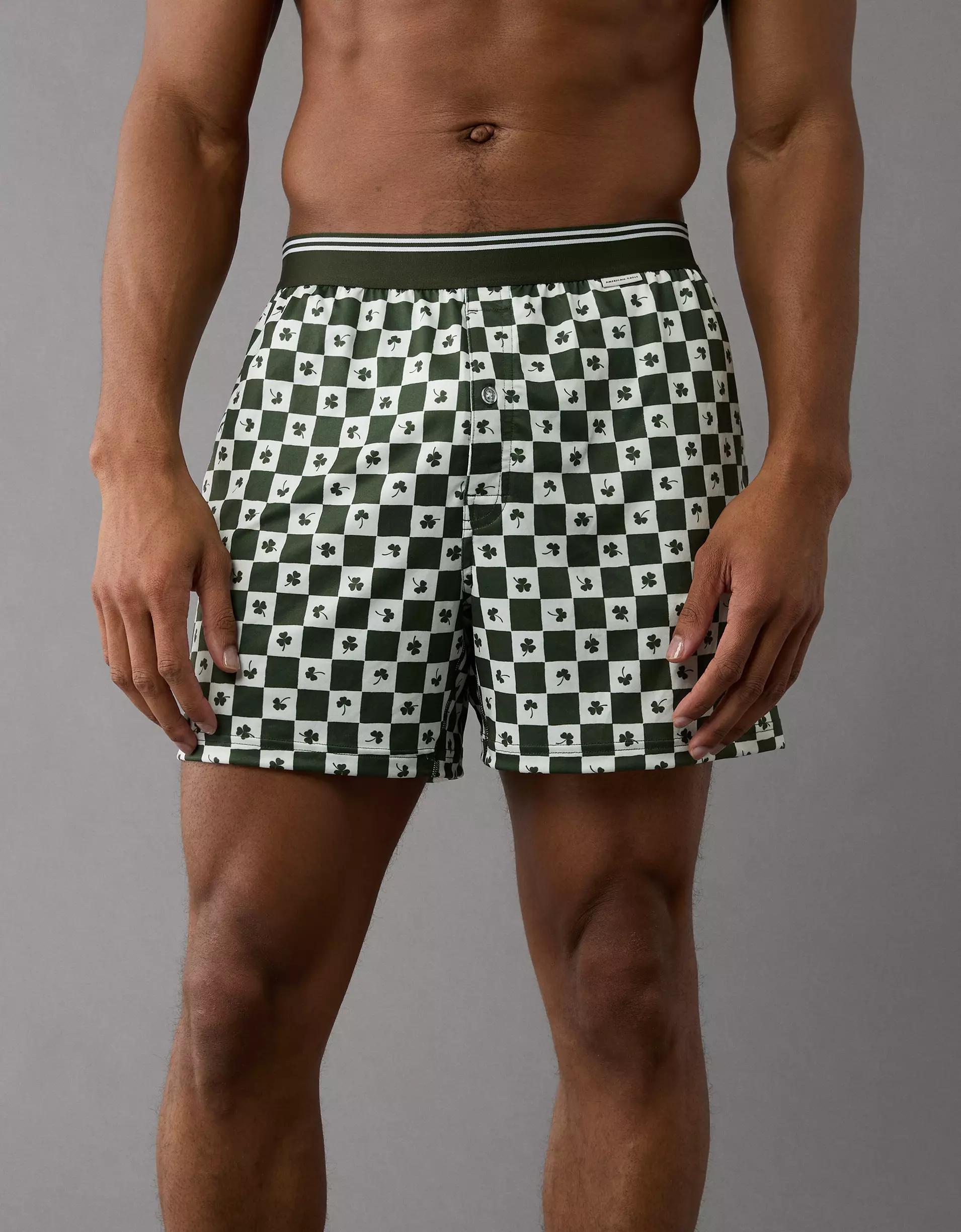 AEO Men's St. Patrick's Day Clover Check Ultra Soft Pocket Boxer Short Product Image