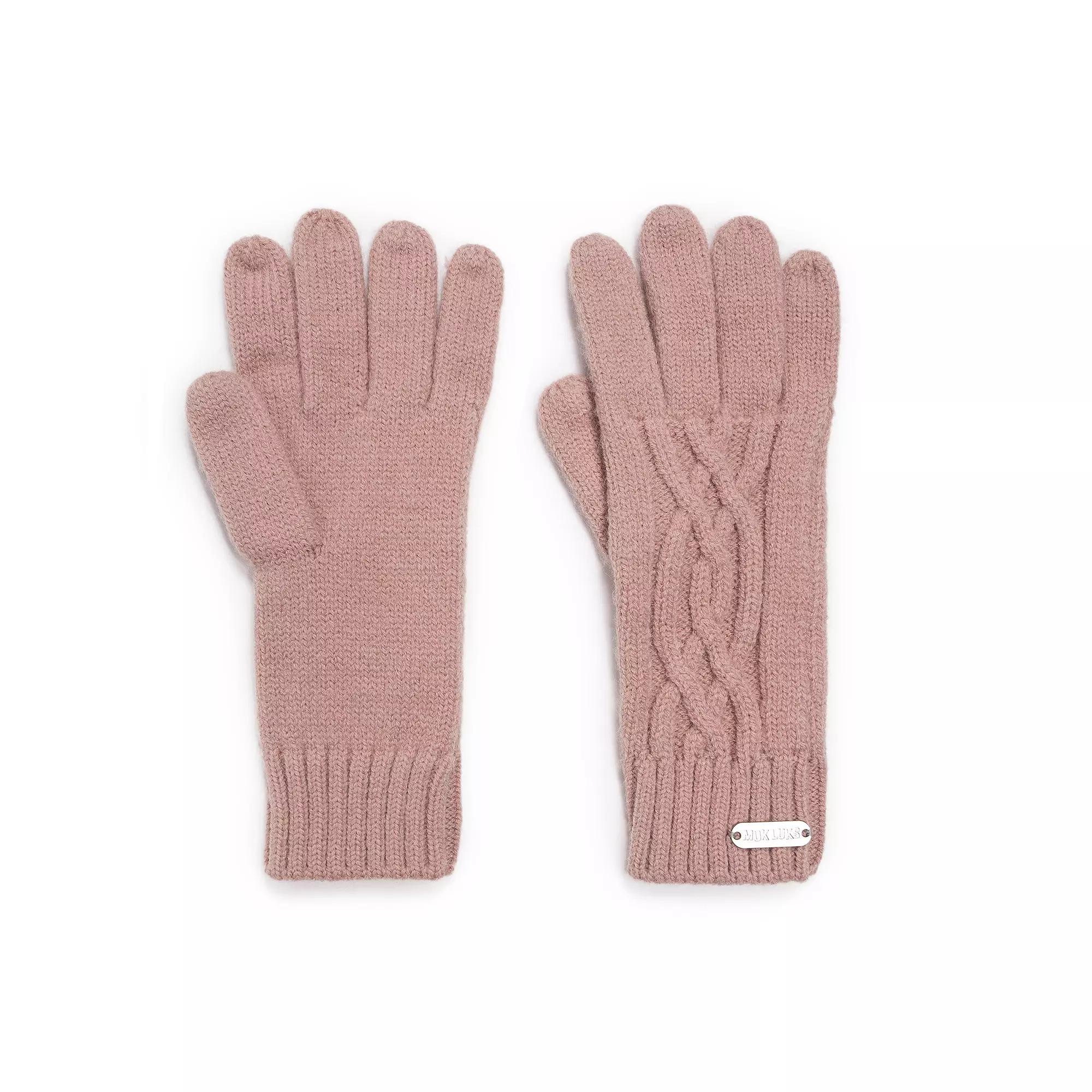 Women's MUK LUKS Cozy Knit Gloves, Candied Pink Product Image