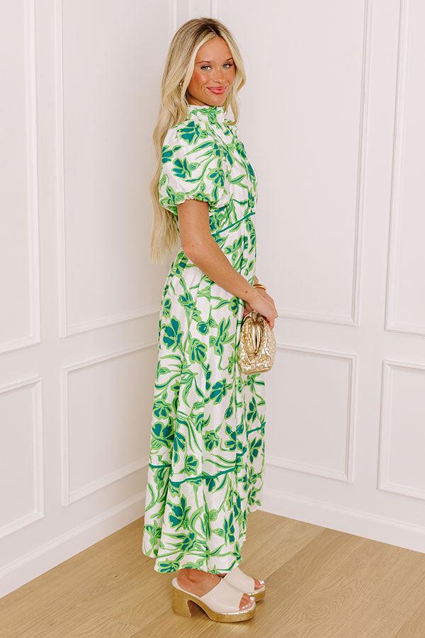 Vineyard Dreams Floral Midi Dress in Lime Product Image