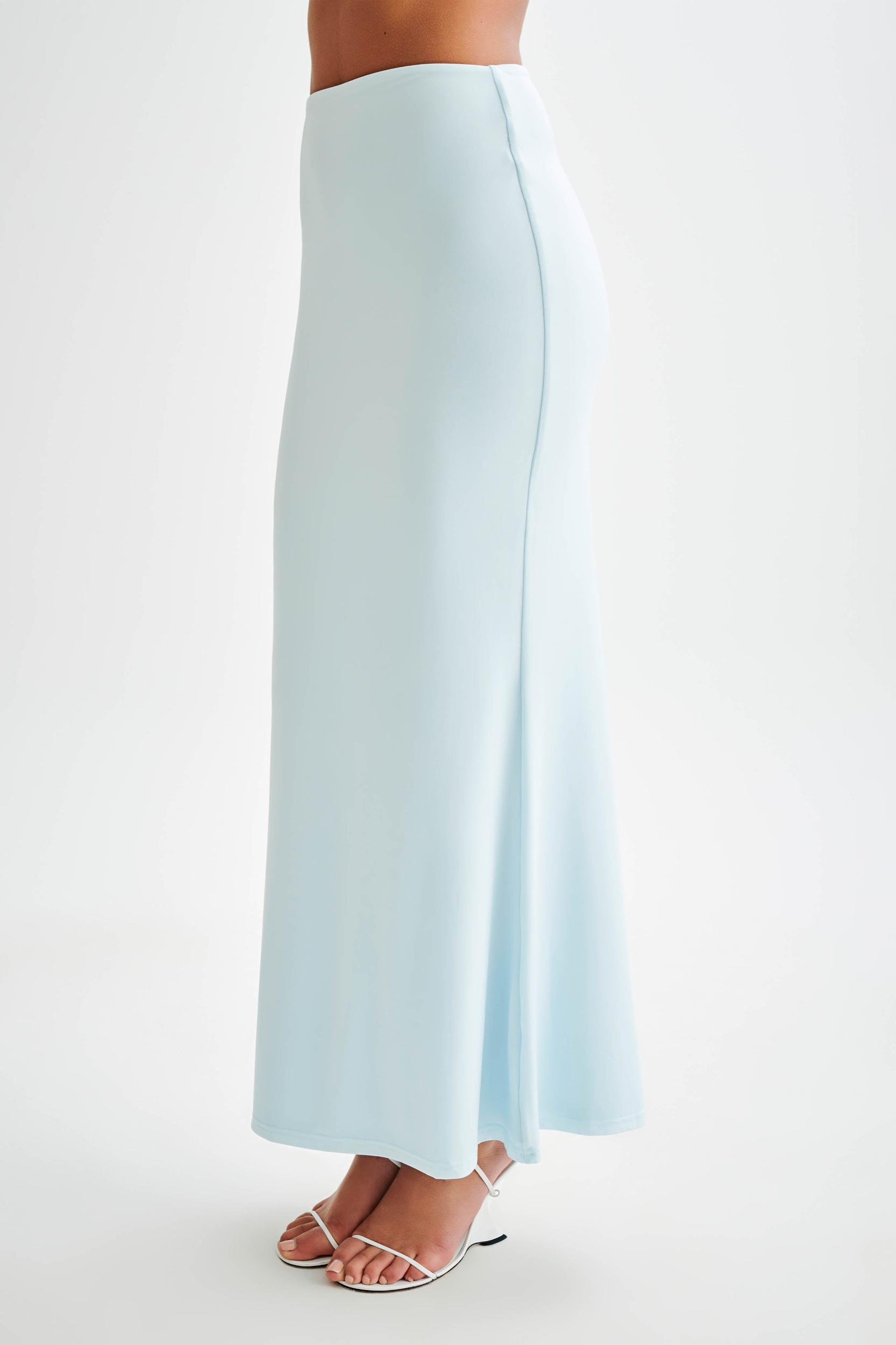 Bruna Slinky Fishtail Maxi Skirt - Sky Blue Product Image