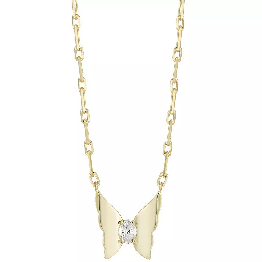 Sunkissed Sterling Cubic Zirconia Butterfly Pendant Necklace, Women's, Size: 18", Gold Tone Product Image