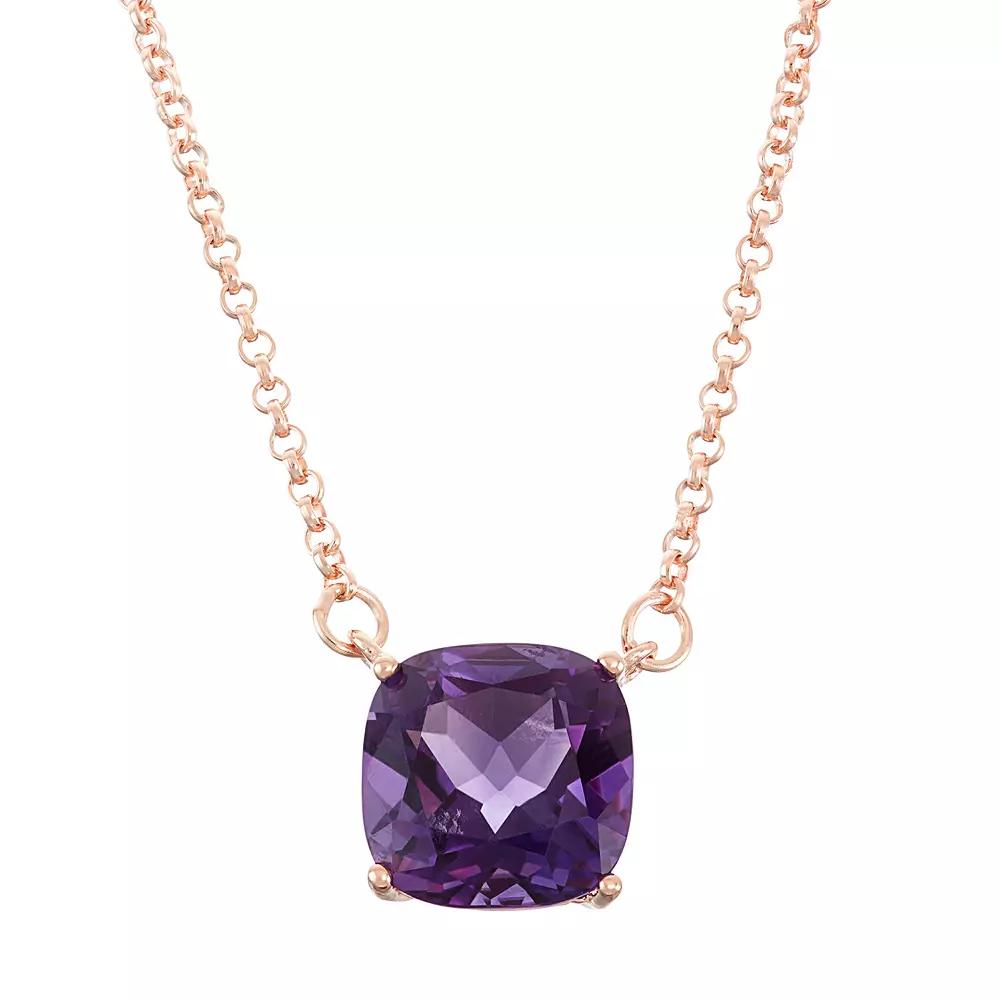 18k Rose Gold Over Silver Amethyst Necklace, Women's, Size: 16", Purple Product Image