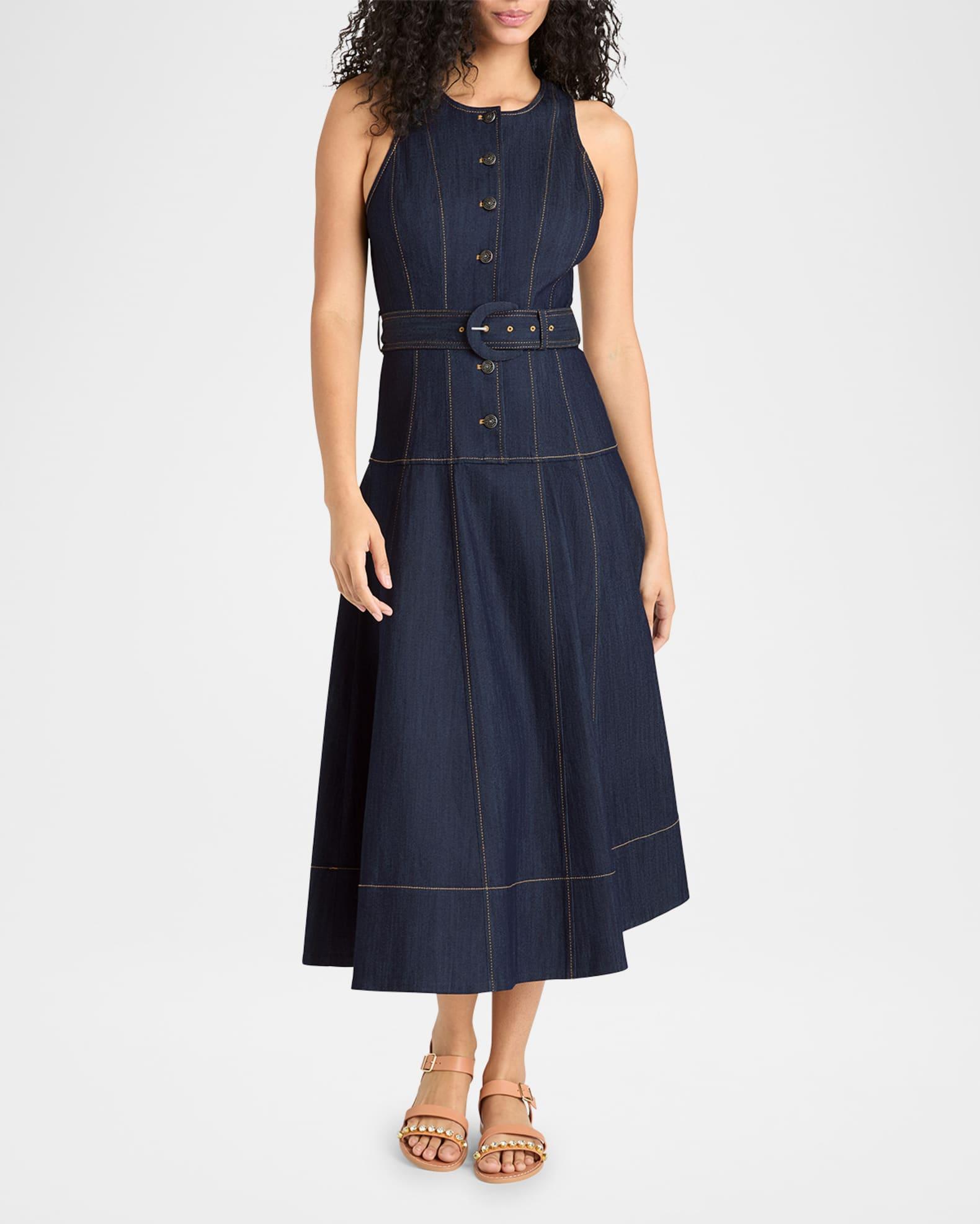 Margaret Sleeveless Denim Midi Dress Product Image