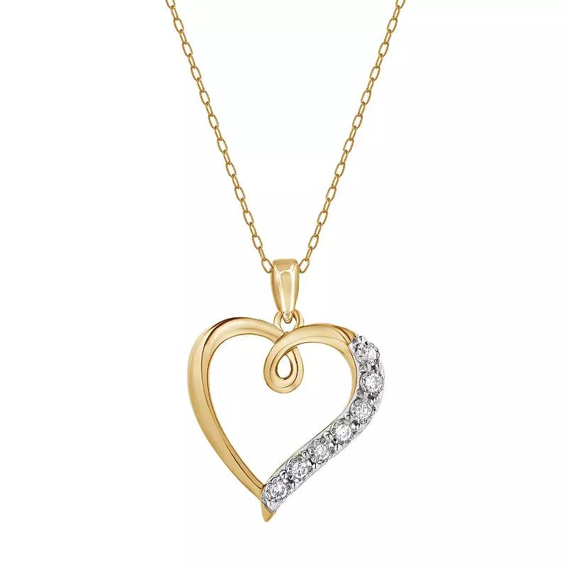 Diamond Brilliance 1/10 Carat T.W. Lab-Grown Diamond Open Heart Pendant Necklace, Womens Silver Tone Product Image