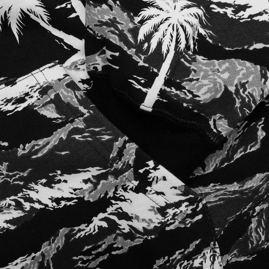 Palm Tree Camo Relaxed Fit Shark Full Zip Hoodie - Black Male Product Image