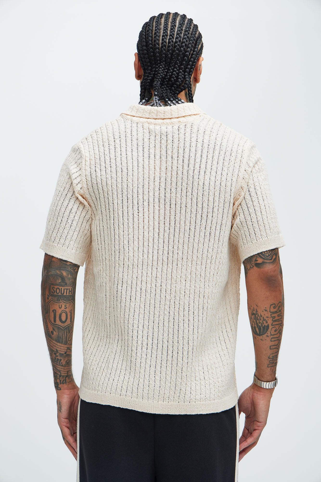Perez Stripe Knit Shirt - Cream Product Image