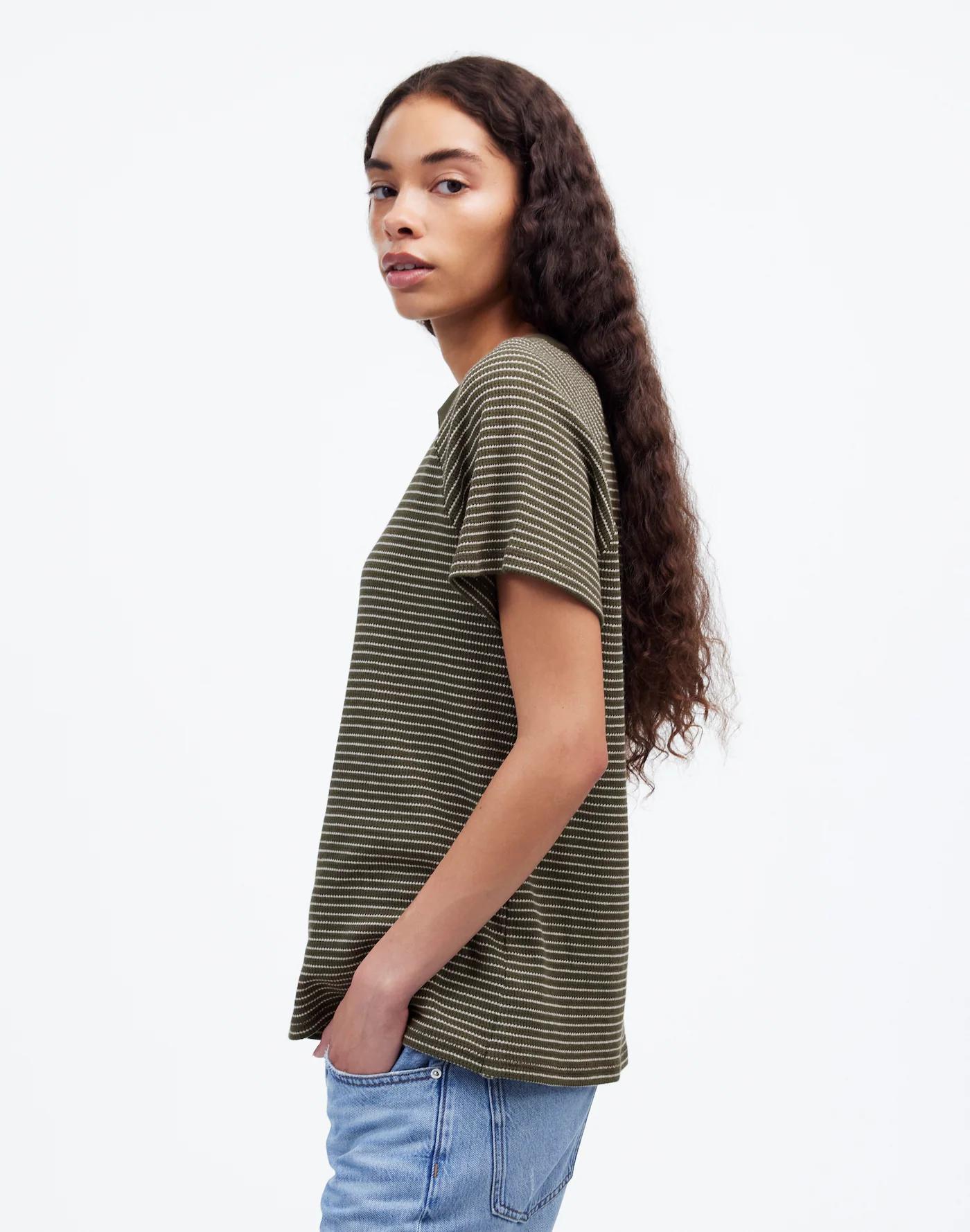 Splitneck Raglan-Sleeve Tee in Stripe Product Image