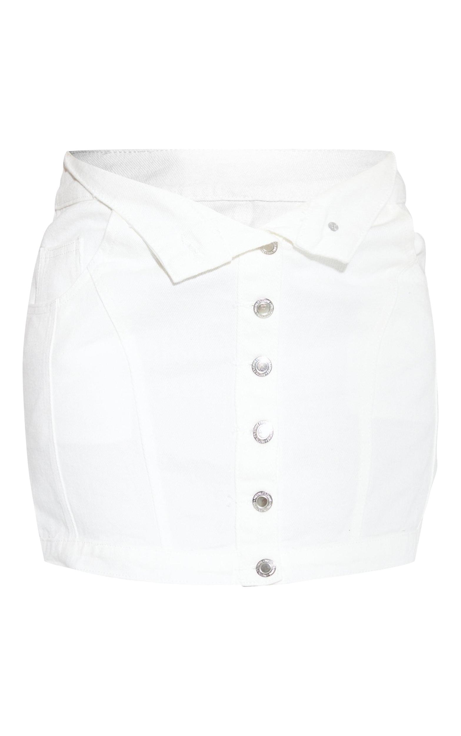 Shape White Denim Foldover Waist Mini Skirt Product Image