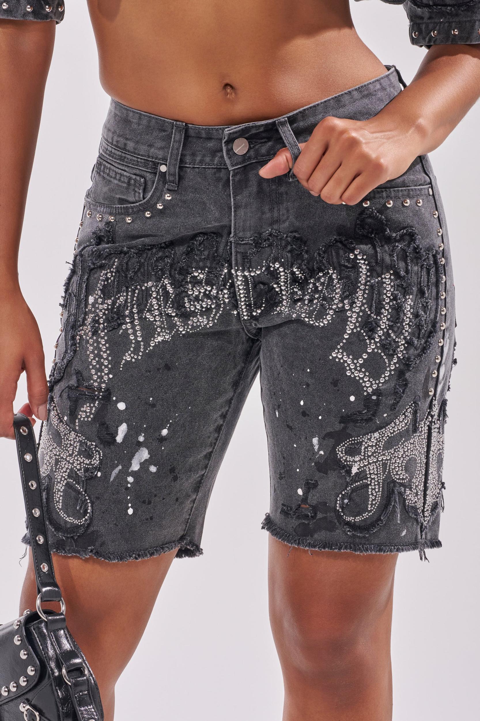 NOT LIKE THE REST EMBELLISHED DENIM SHORT Product Image