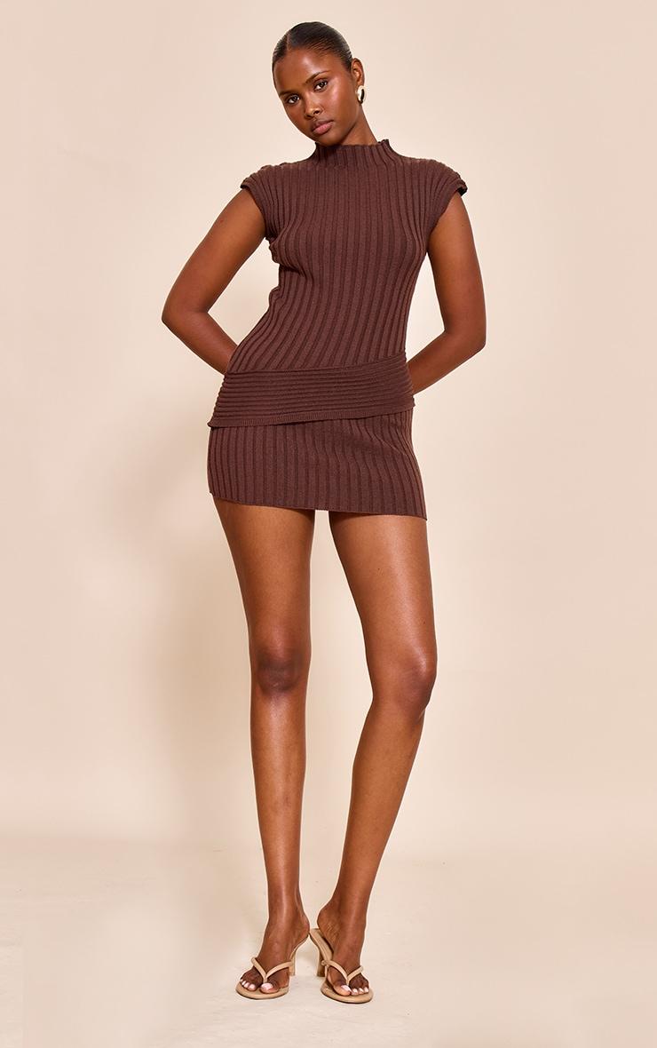 Chocolate High Neck Asymmetric Detail Top Product Image