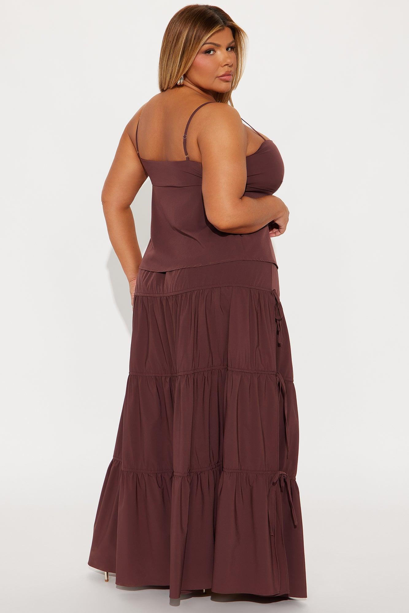 The Amelia Maxi Skirt Set - Brown Product Image