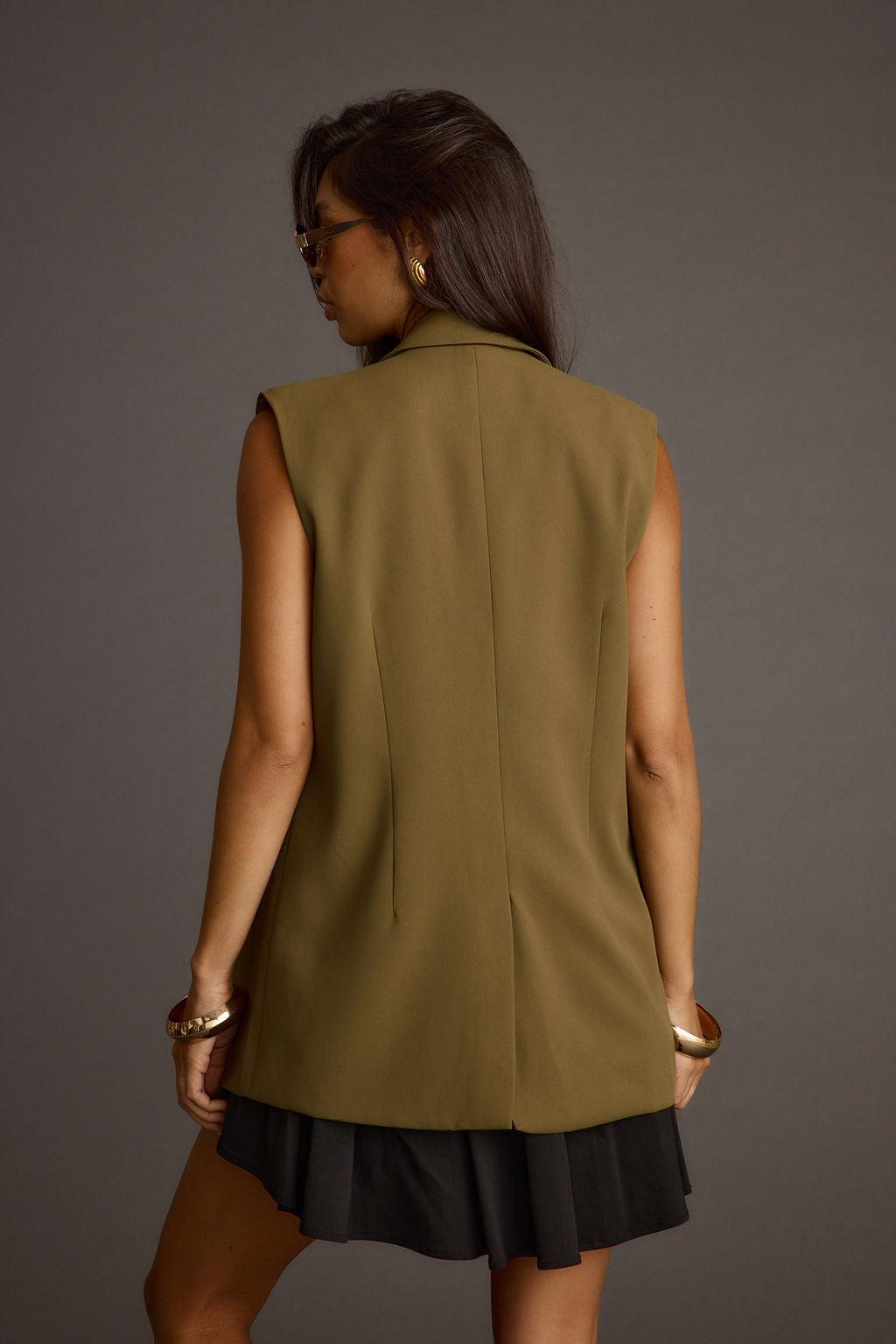 Marlowe Olive Sleeveless Blazer Product Image