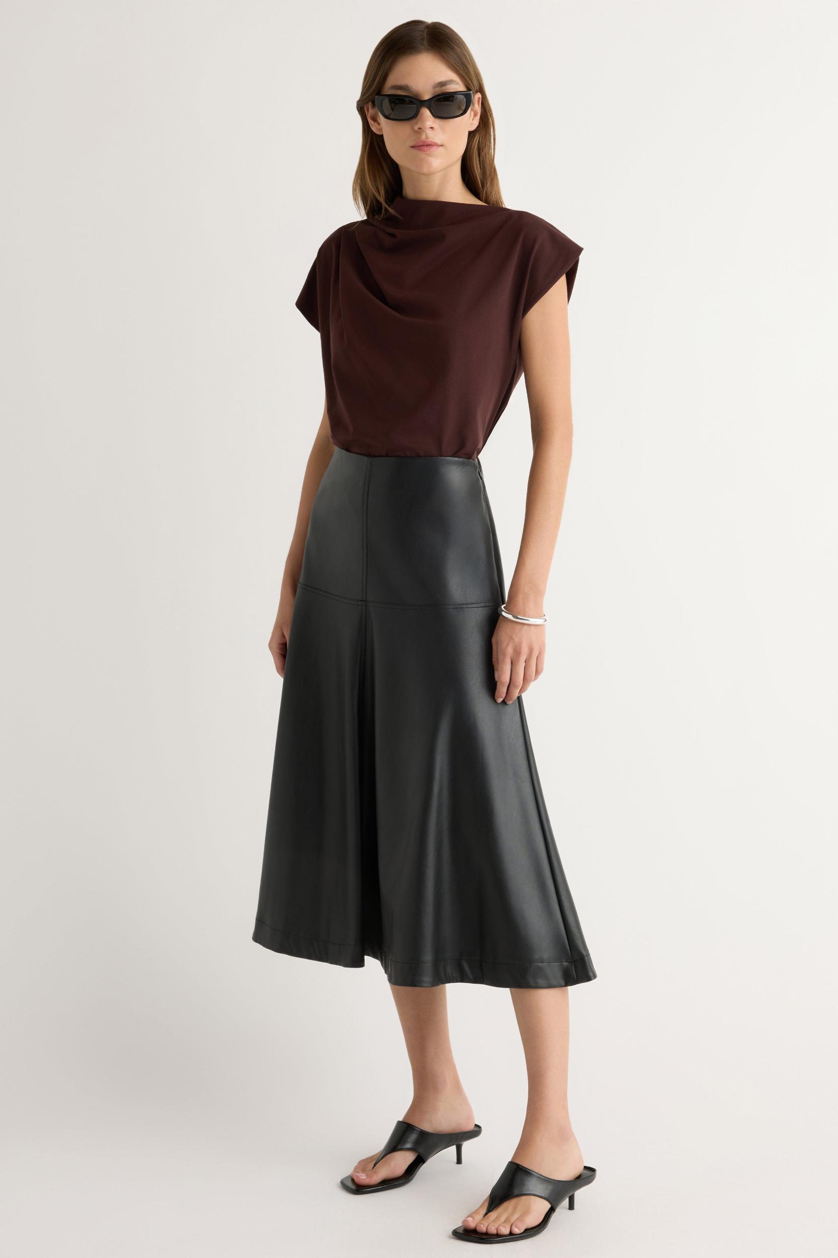 Harley A-Line Vegan Leather Skirt Product Image