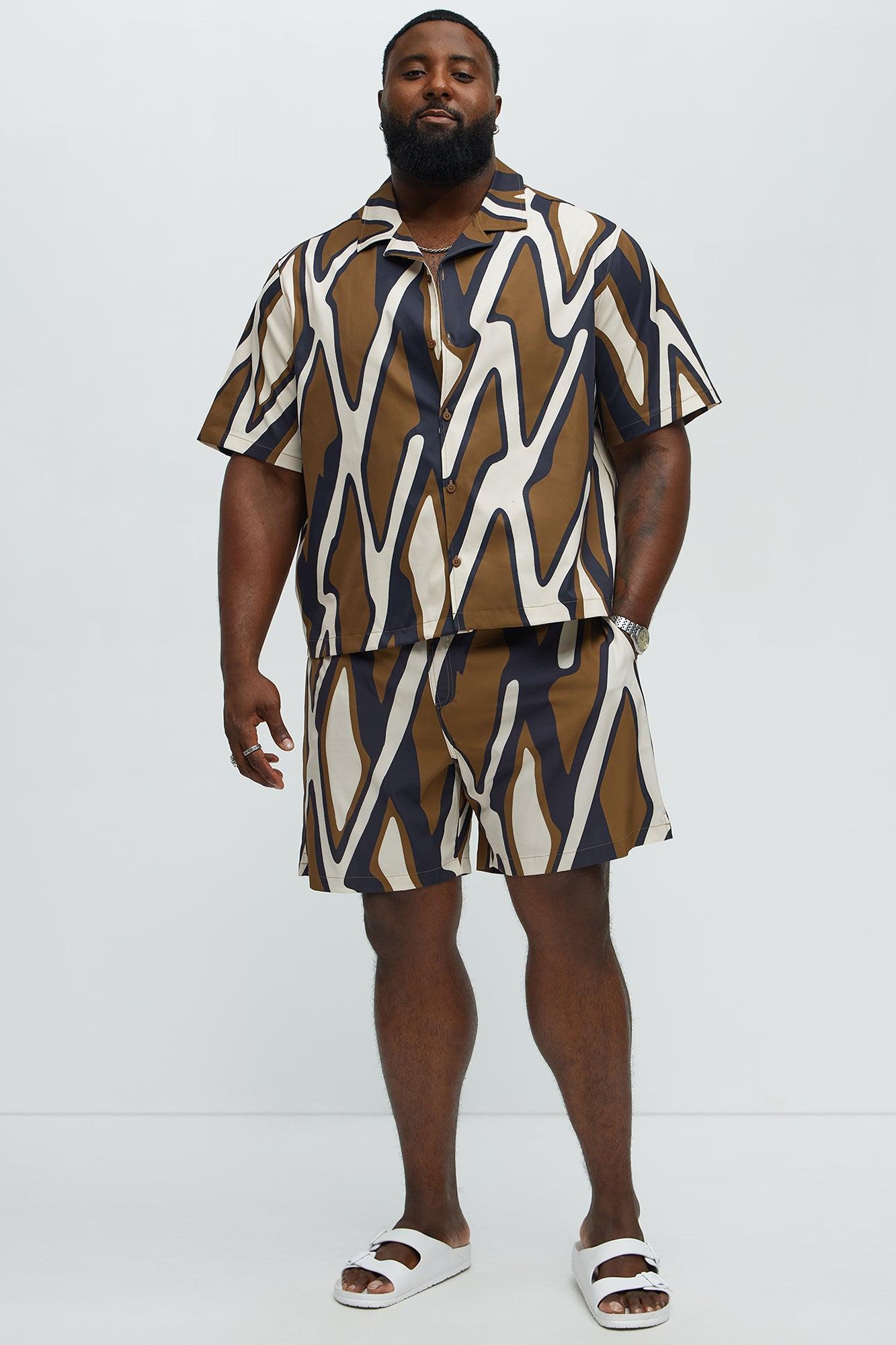 Chaos Current Printed Swim Classic Trunk - Brown/combo Male Product Image