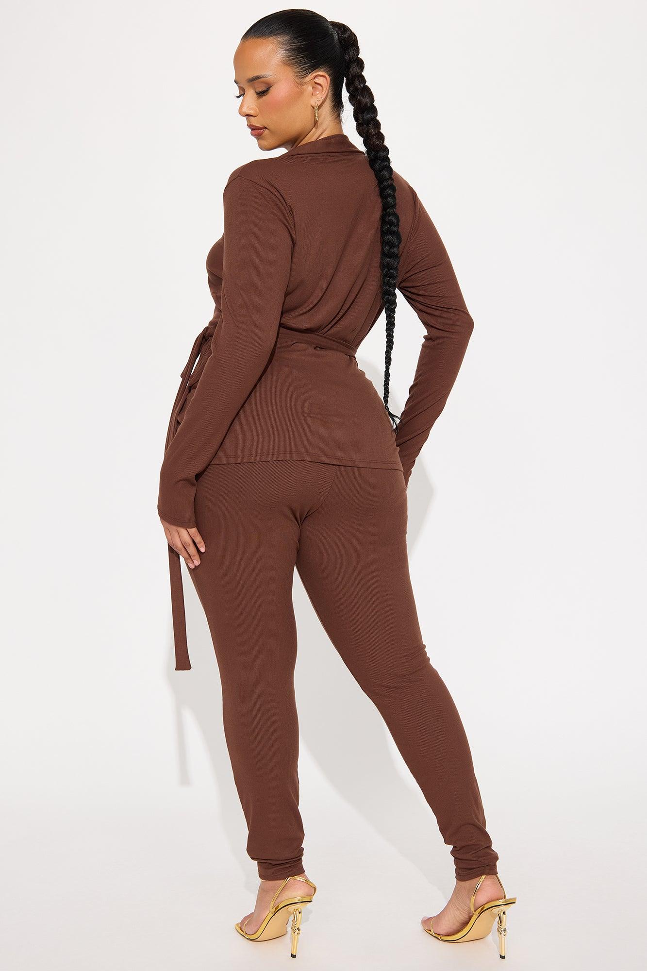 Cindy Wrap Top And Legging Set - Chocolate Product Image