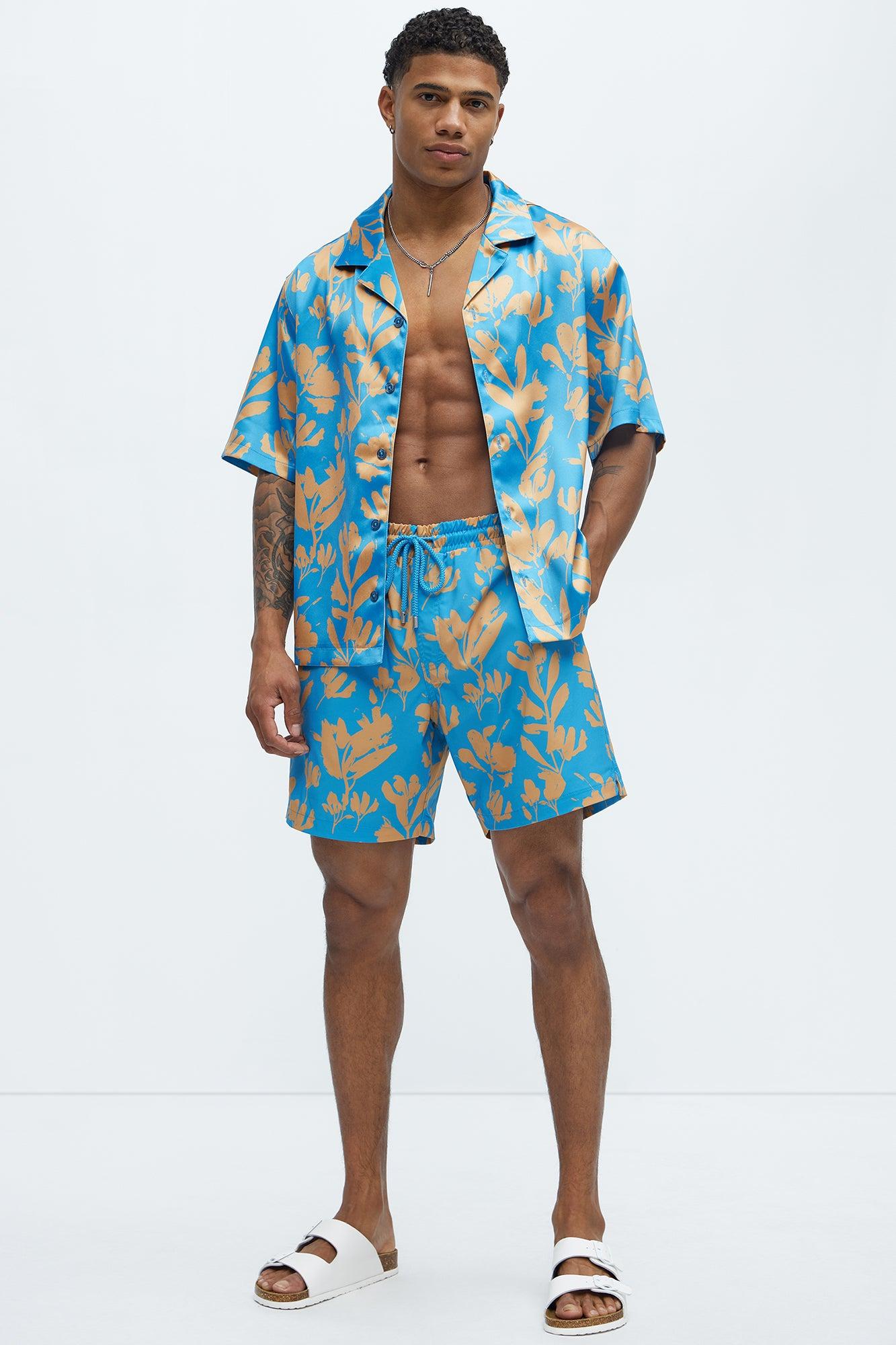 Bloom Off Swim Trunk - Blue/combo Product Image