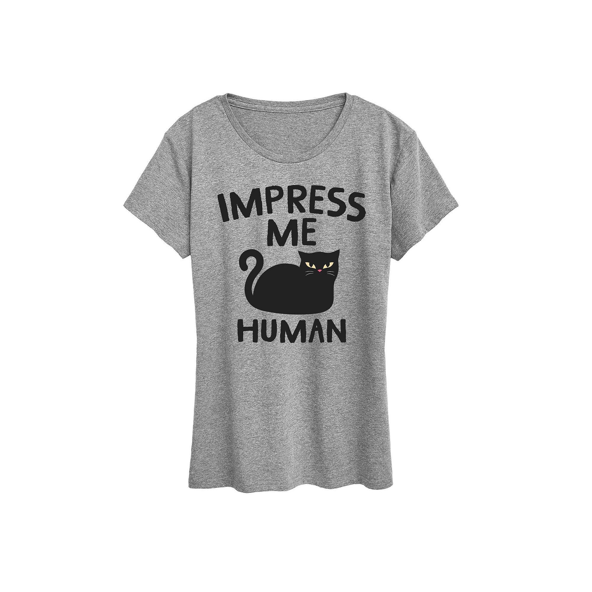 Women's Cat Impress Me Human Graphic Tee,  Product Image