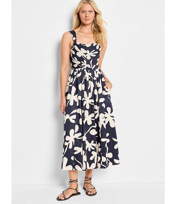 NIC + ZOE Glowing Flower Sarah Square Neck Sleeveless Fit-And-Flare Midi Dress Product Image
