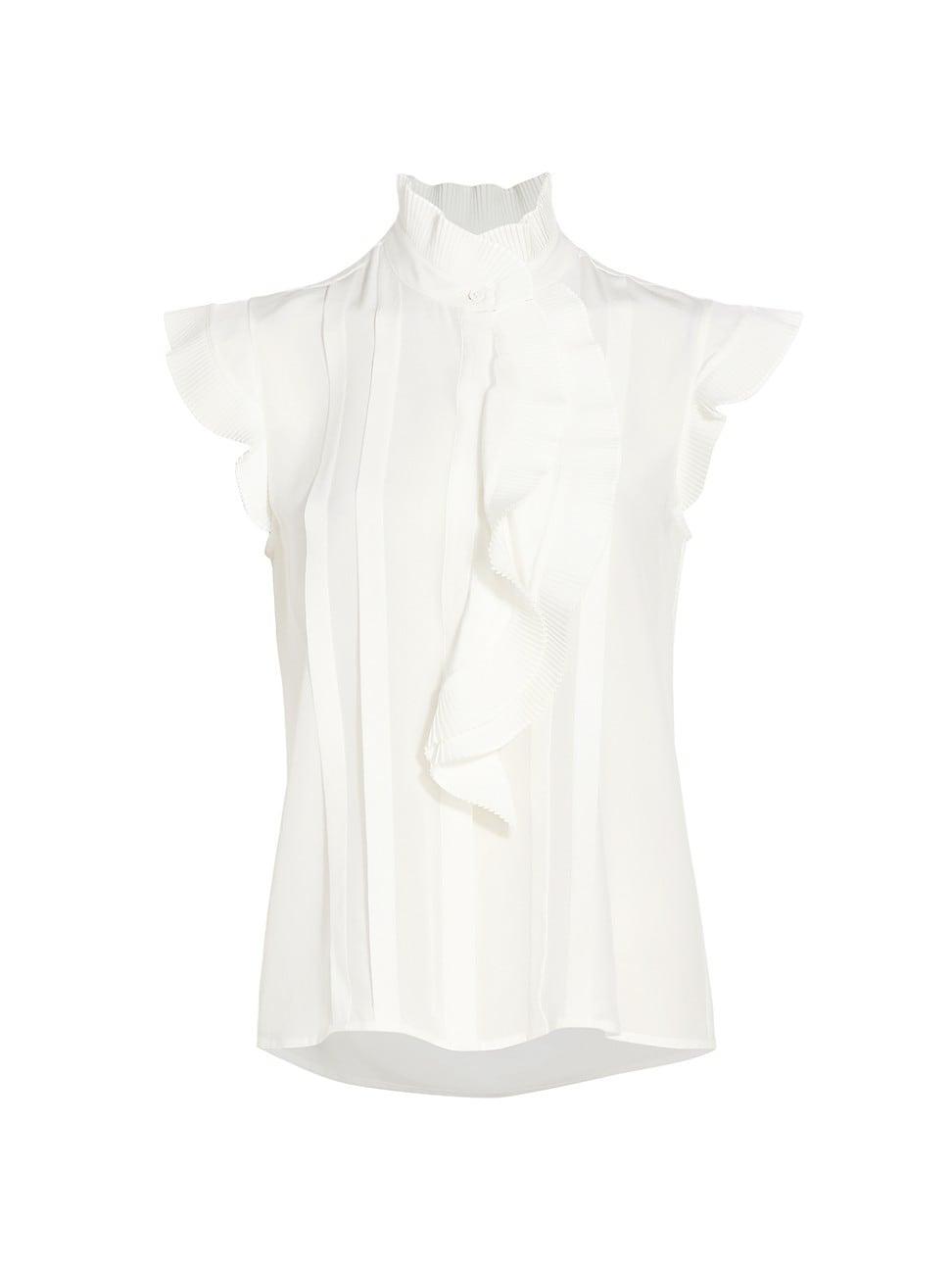 Womens The Chloe Silk Pleated Ruffled Blouse Product Image