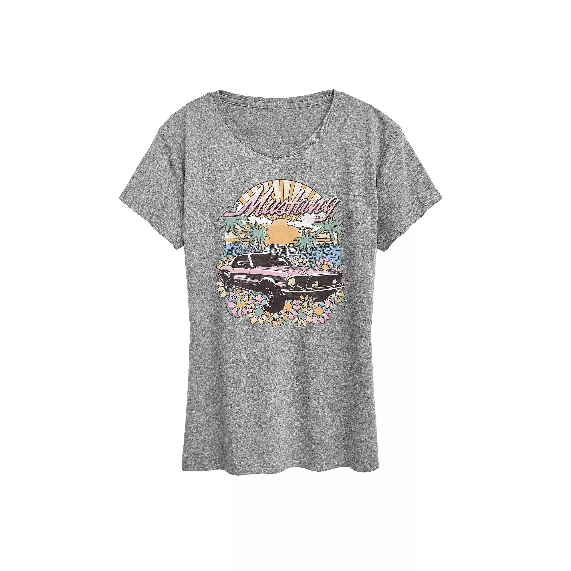 Women's Ford Mustang Tropical Vintage Graphic Tee,  Product Image