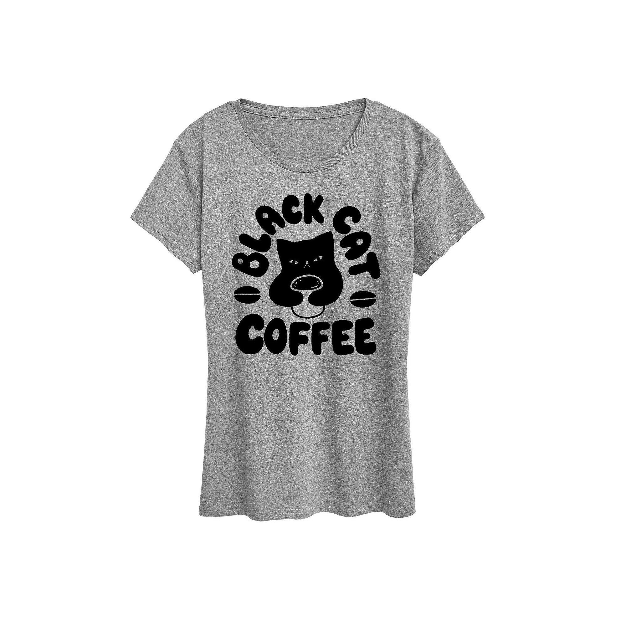 Women's Black Cat Coffee Graphic Tee, Girl's,  Product Image