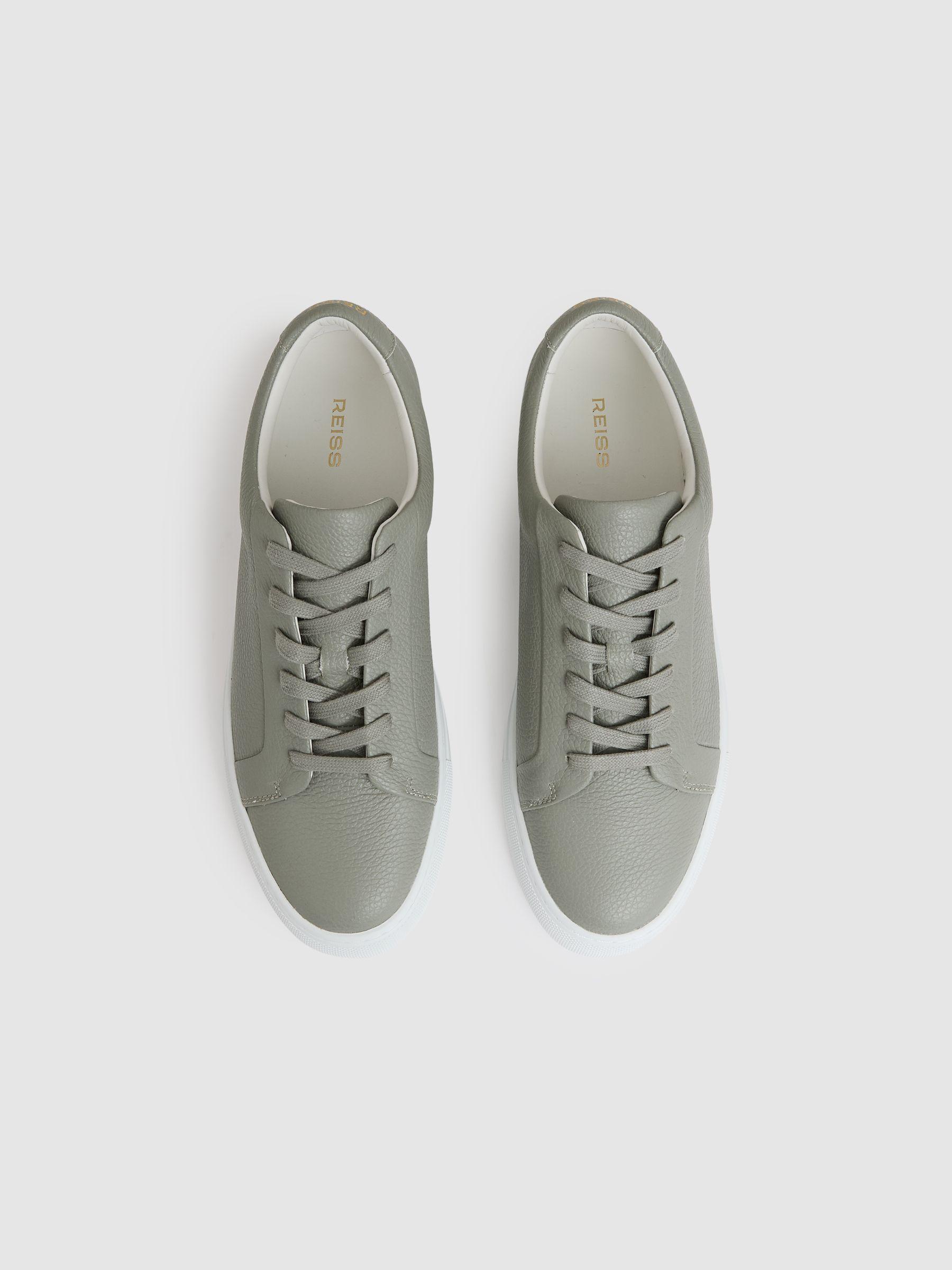 Tumbled-Leather Low-Top Trainers in Mint Green Product Image