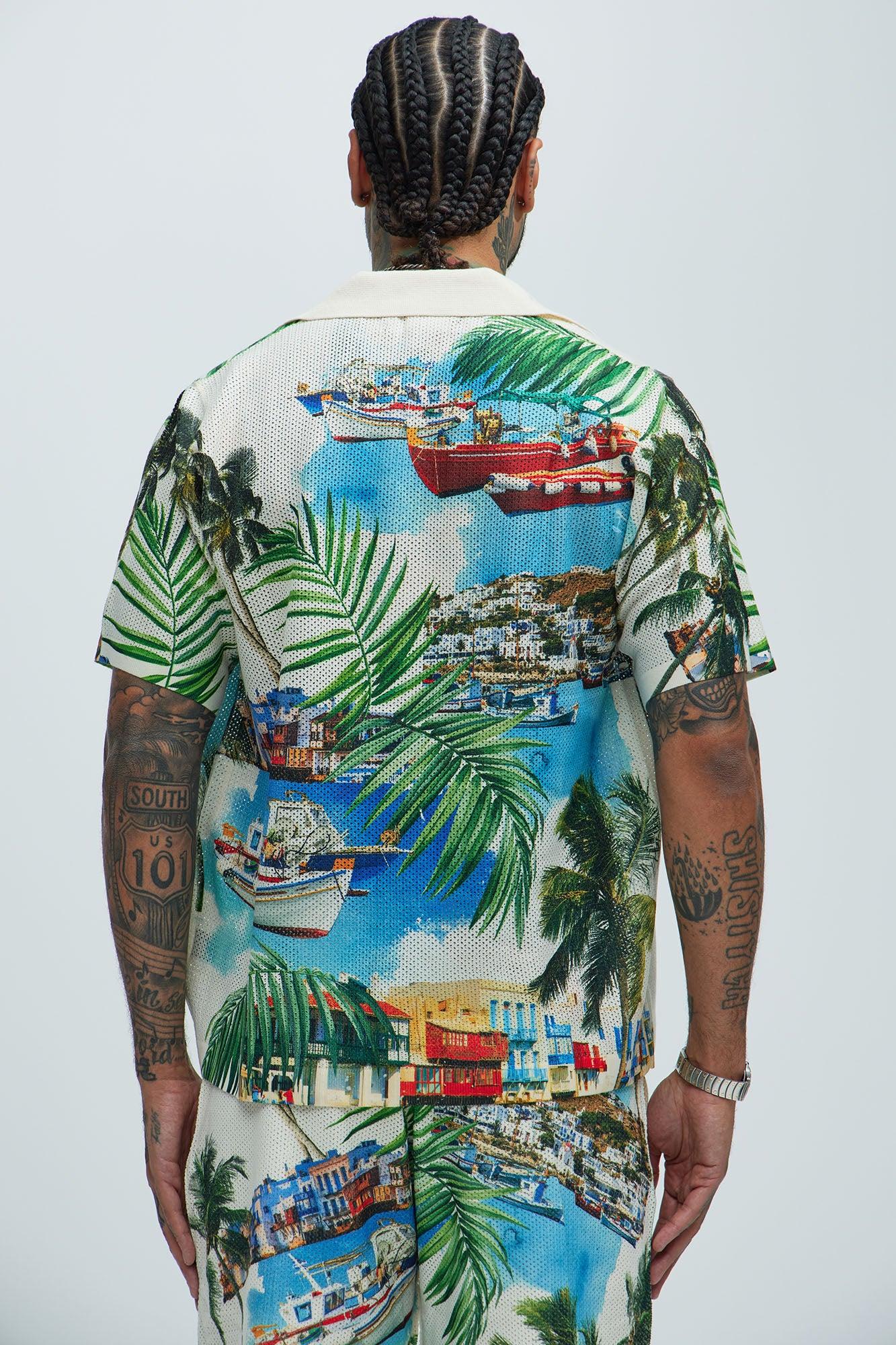 Mykonos Textured Shirt - Cream/combo Product Image