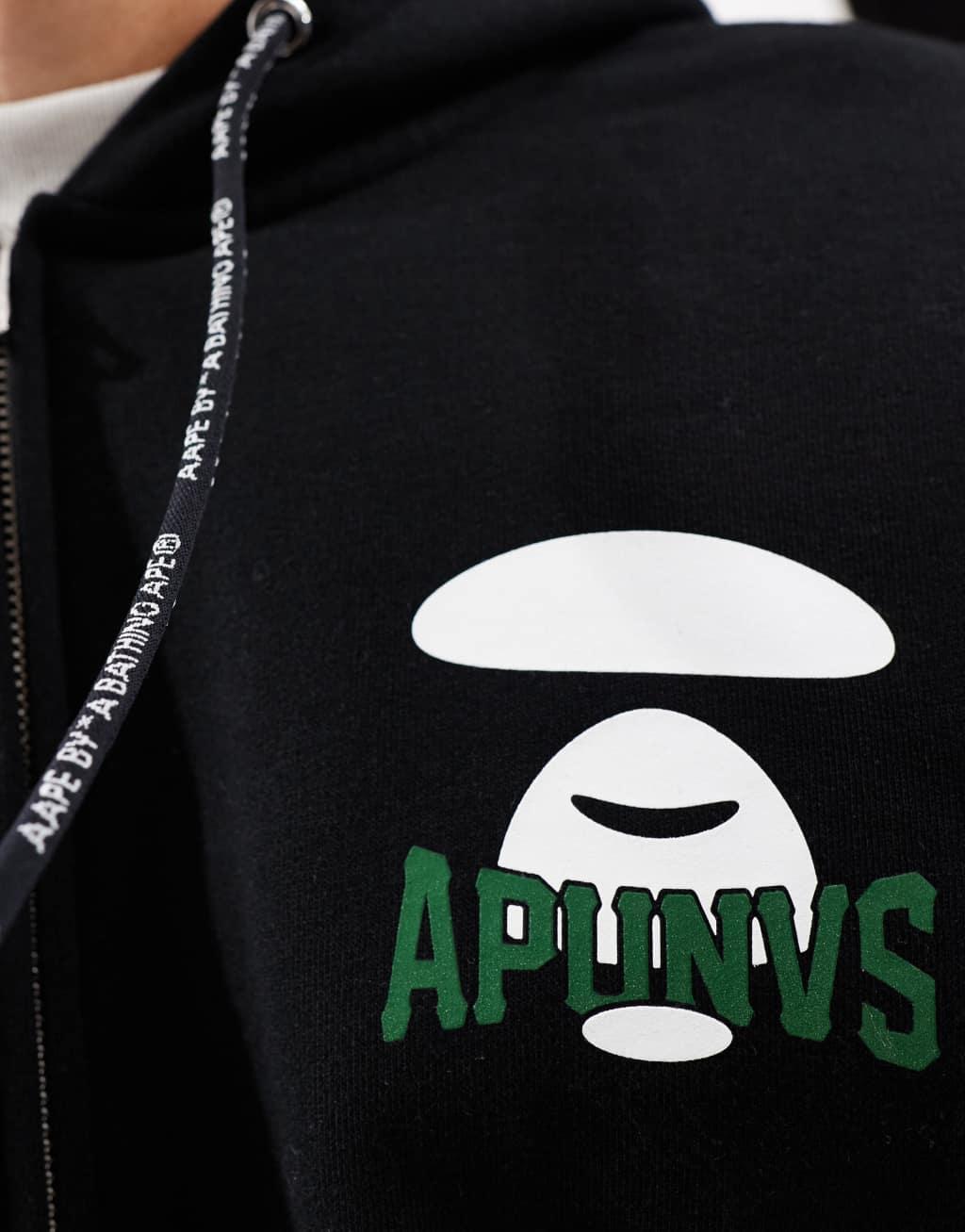 AAPE by A Bathing Ape basic logo zip up hoodie in black Product Image