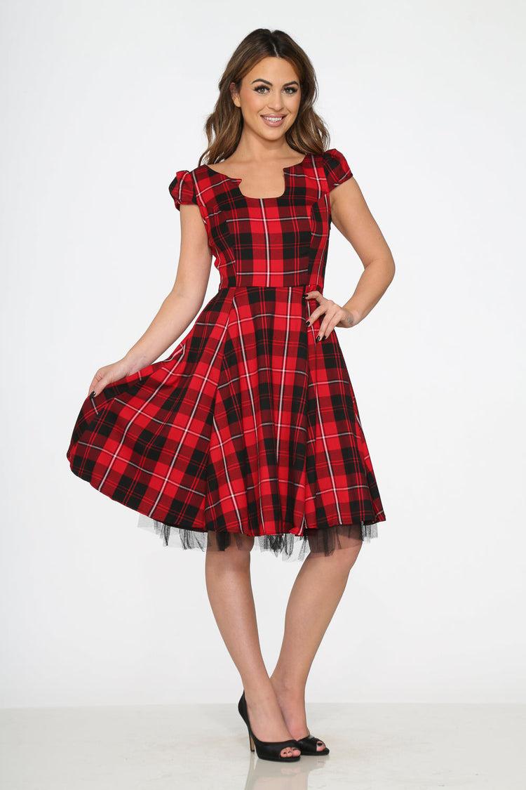 Red Plaid Swing Dress Product Image