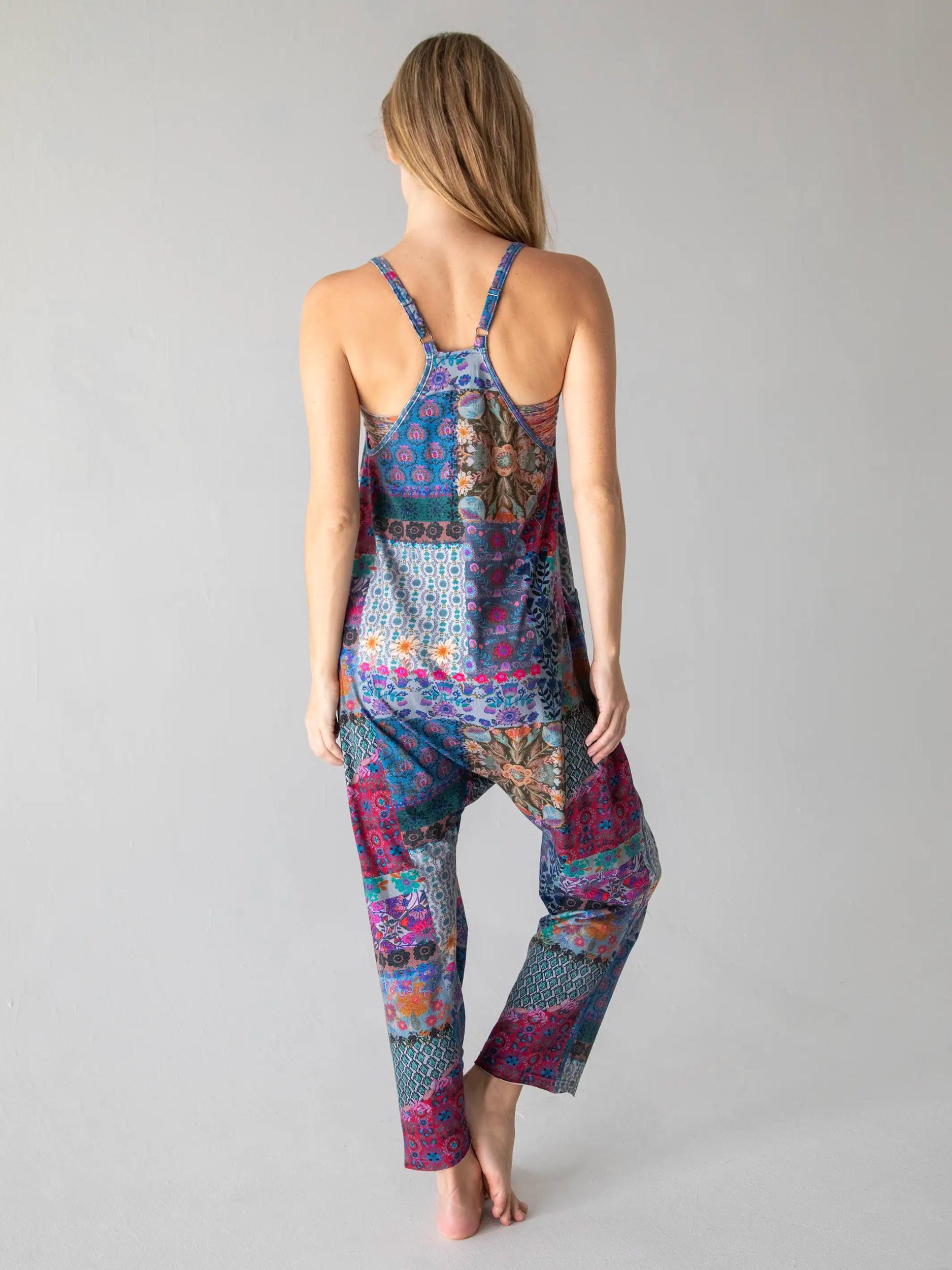 Lucy Jumpsuit - Blue Patchwork Product Image