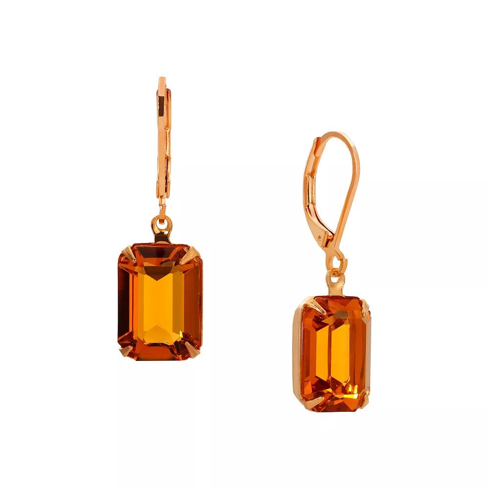 1928 Gold Tone Orange Crystal Leverback Earrings, Womens, Beige Product Image