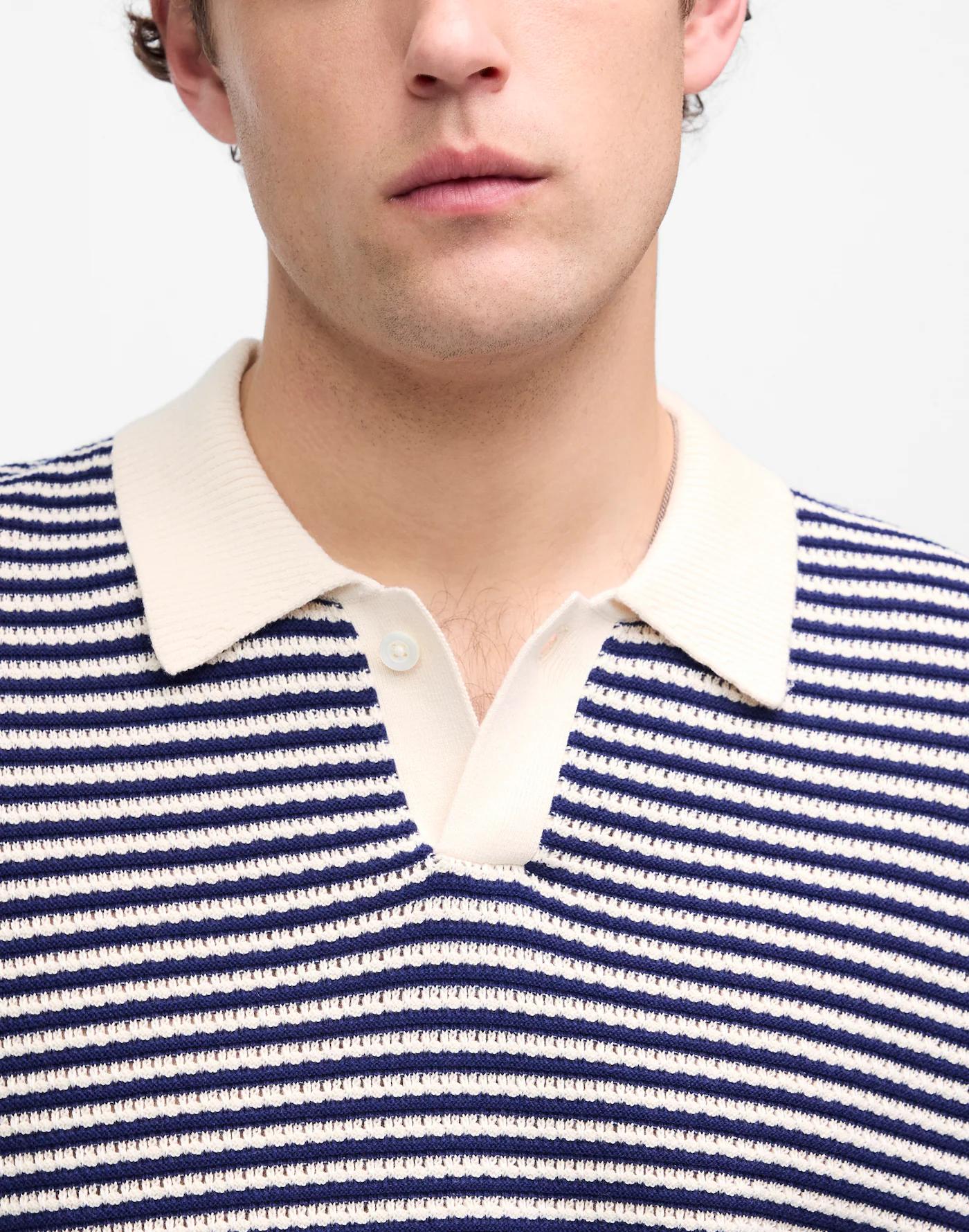 Pointelle Stitch Single-Button Sweater Polo Product Image