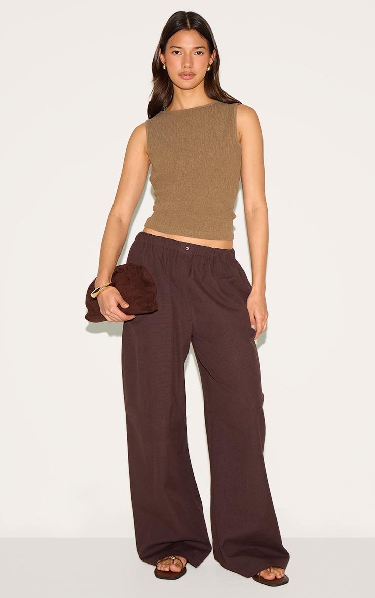 Mushroom Textured Boat Neck Sleeveless Top Product Image