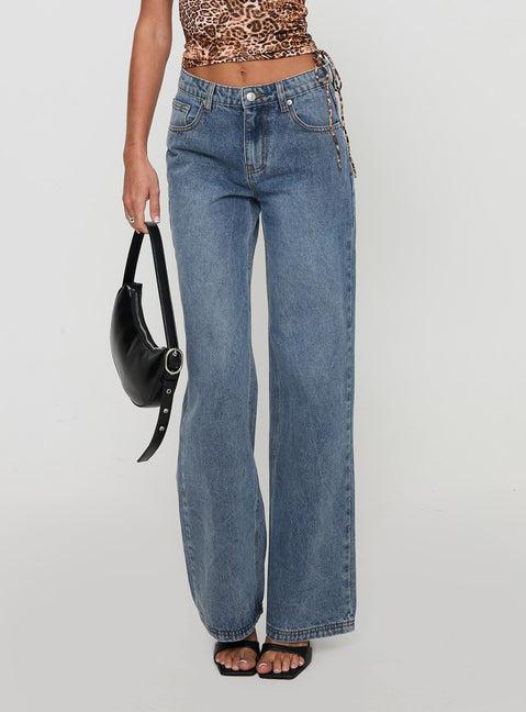 Everlong Mid Rise Straight Leg Jeans Mid Blue Wash Product Image
