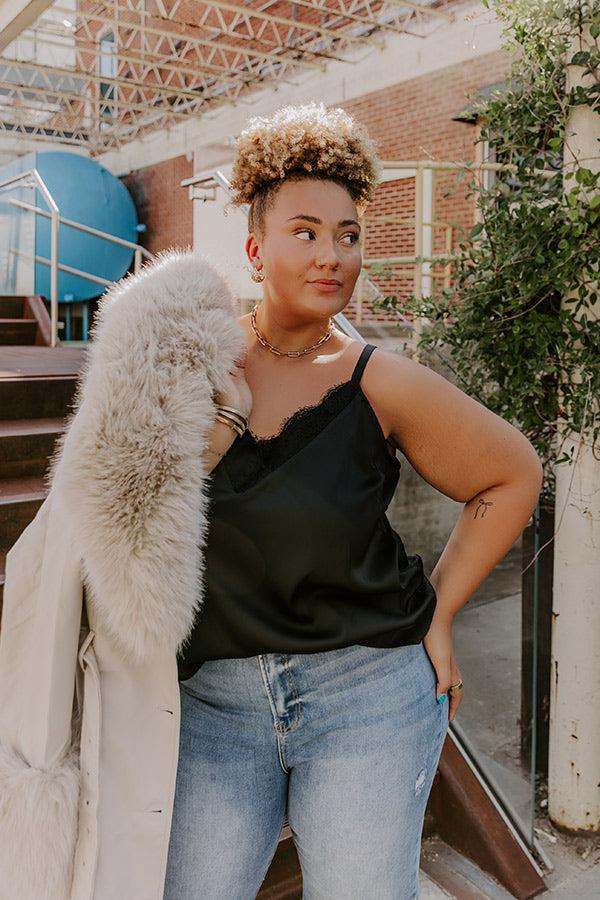 Flirtatious Outing Satin Top Curves Product Image