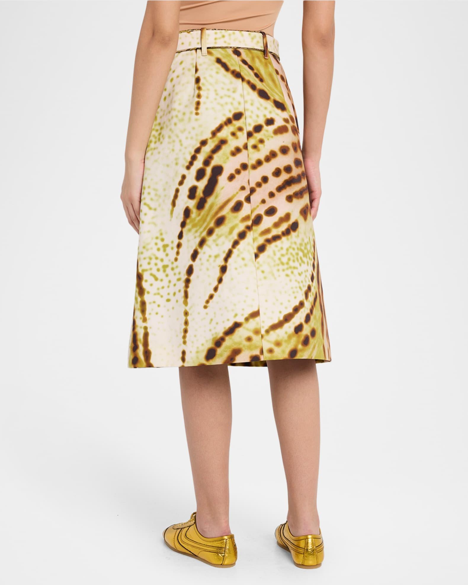 Sheraz Orchid-Print Belted A-Line Skirt Product Image