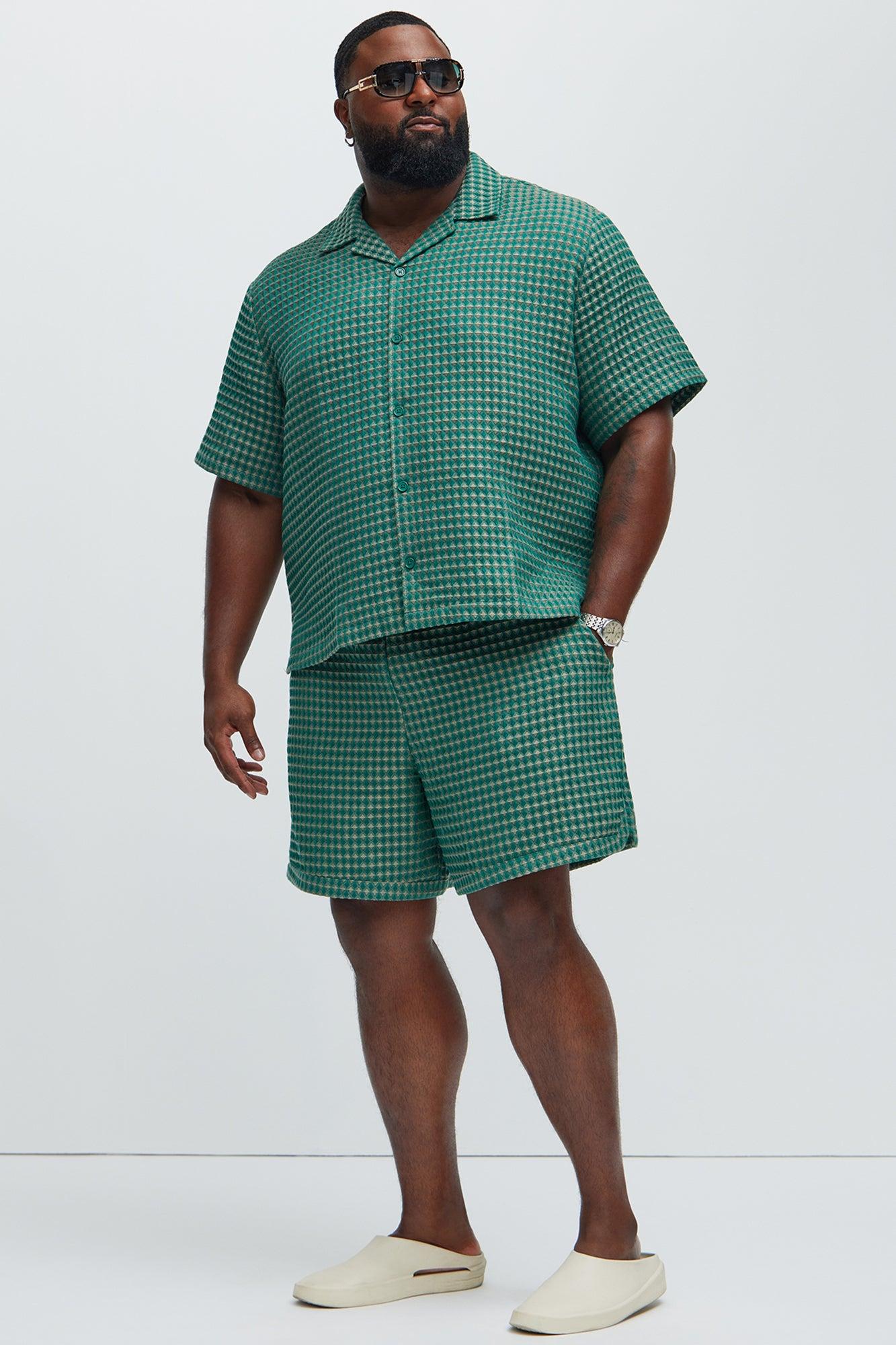 Dimensional Textured Warmup Shorts - Green/combo Product Image