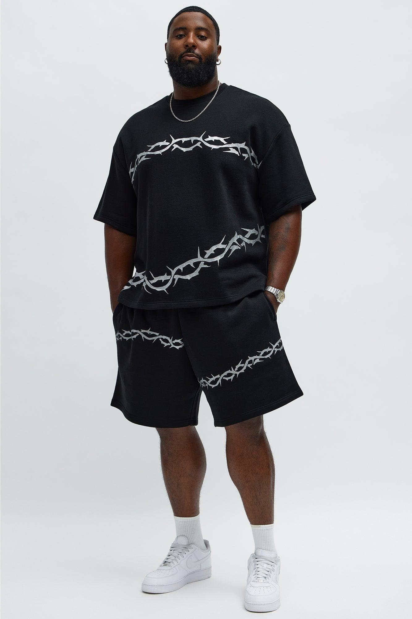 Tyson Relaxed Barbed Wire Shorts - Black Male Product Image