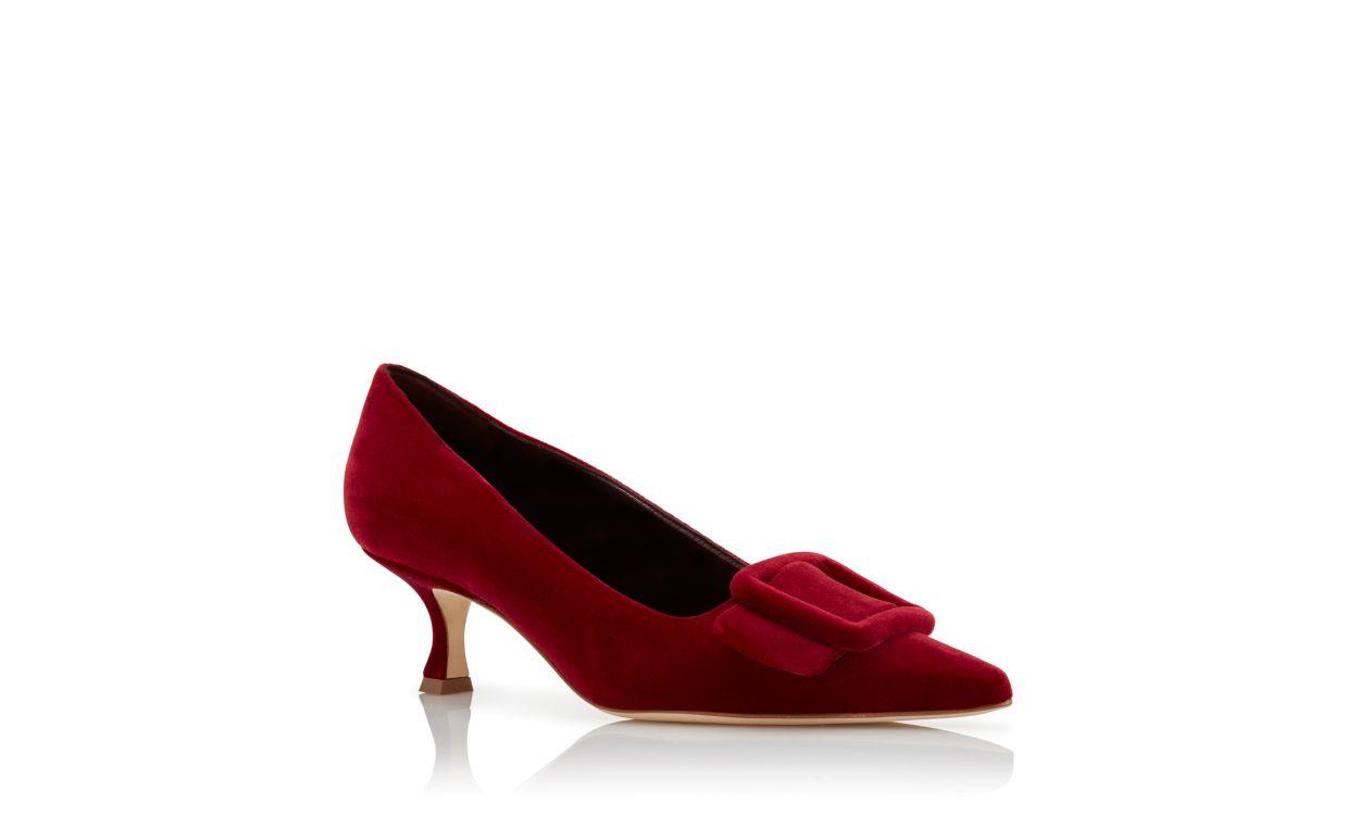 MAYSALEPUMP 50 Red Velvet Buckle Detail Pumps Product Image