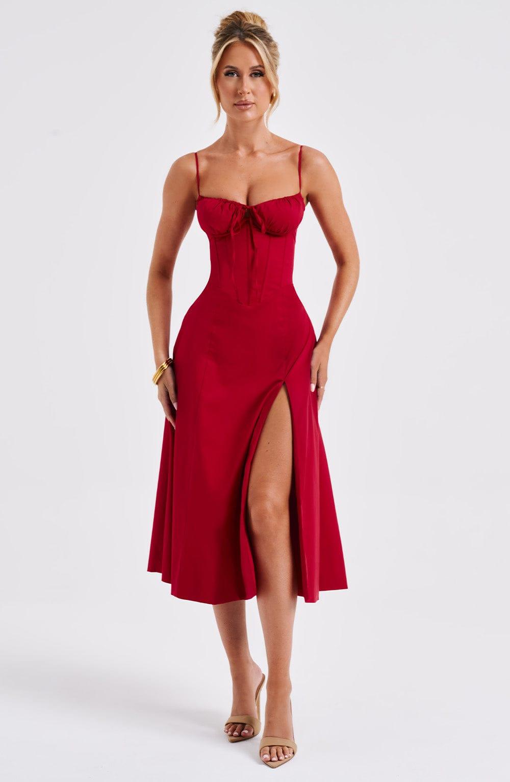 Deanna Midi Dress - Red Product Image