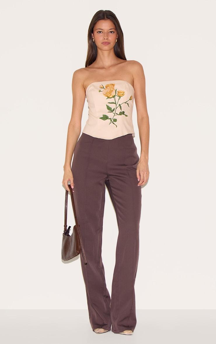 Beige Woven Embroidered Floral Corset Product Image