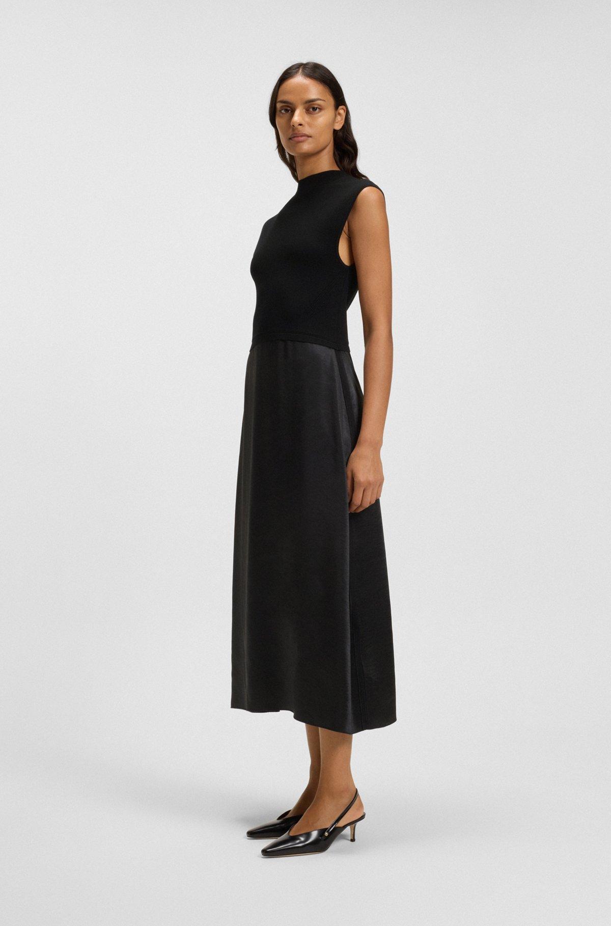 Knitted dress with satin skirt Product Image