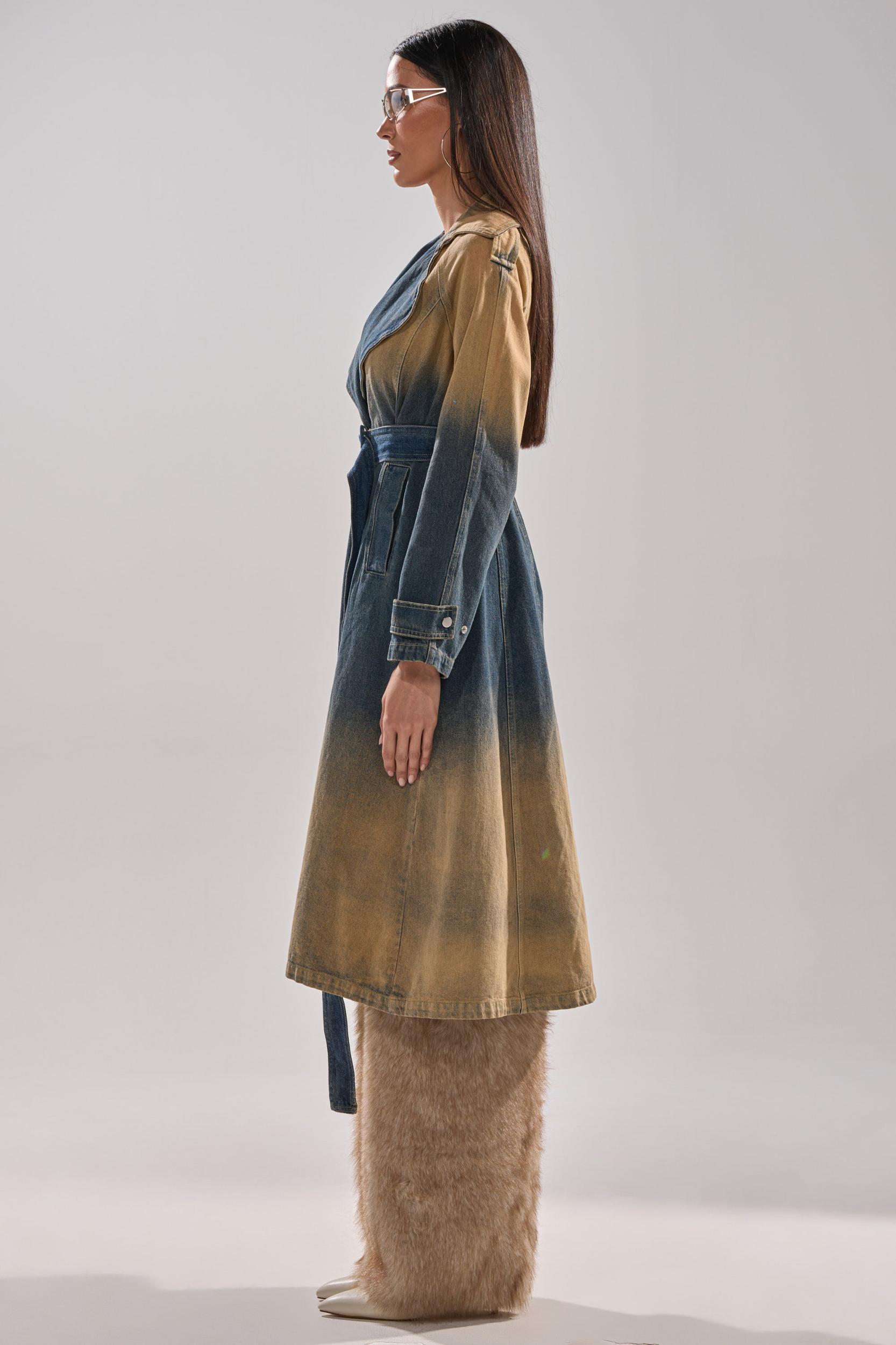 ACID WASHED DENIM TRENCH Product Image