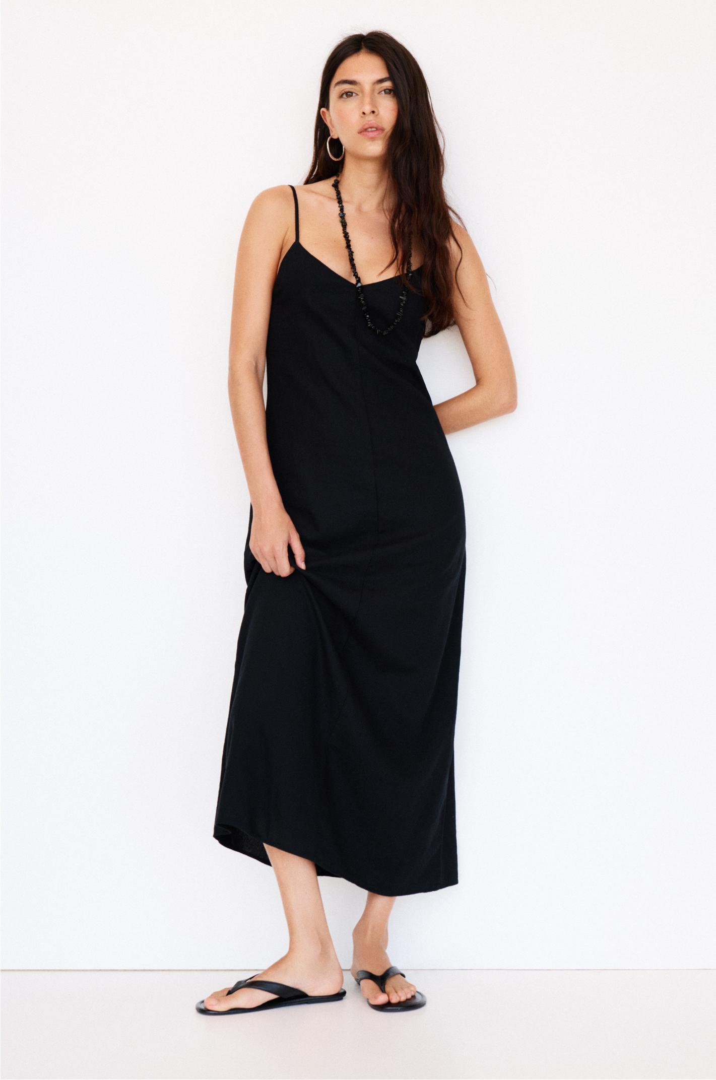 Rustic midi dress with straps Product Image