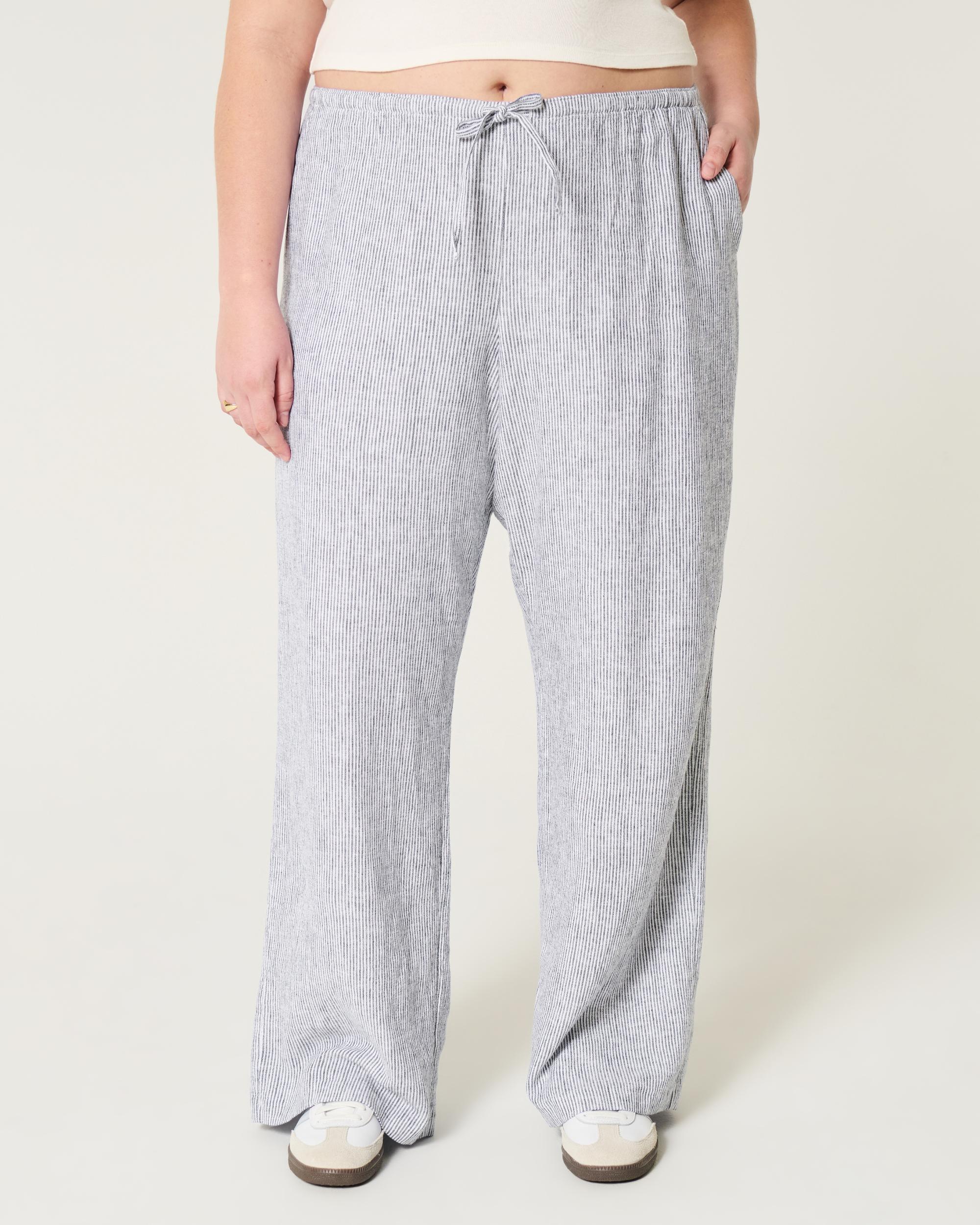 Linen-Blend Pull-On Baggy Pants Product Image