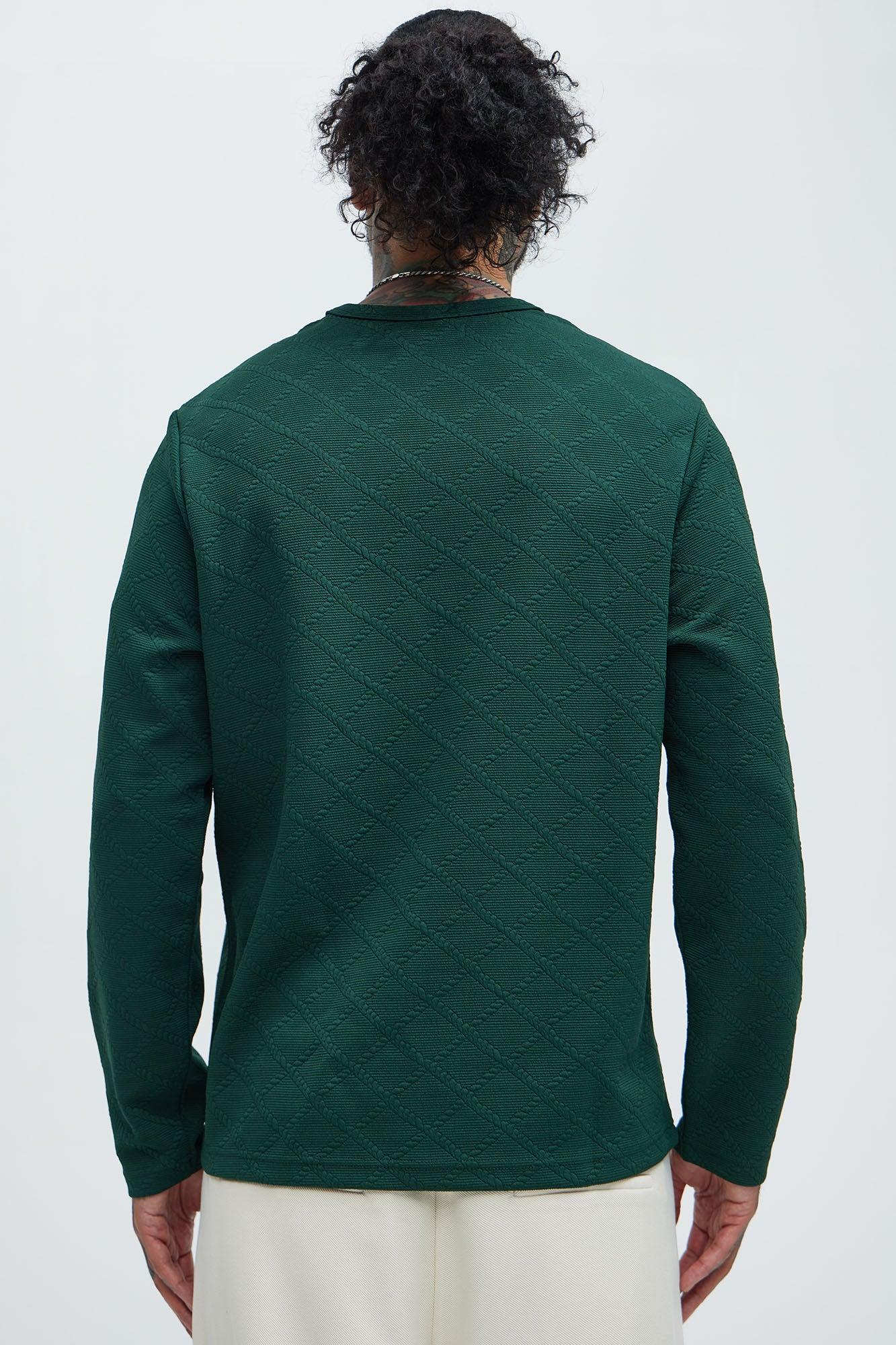 Lingo Textured Long Sleeve Tee - Green Product Image