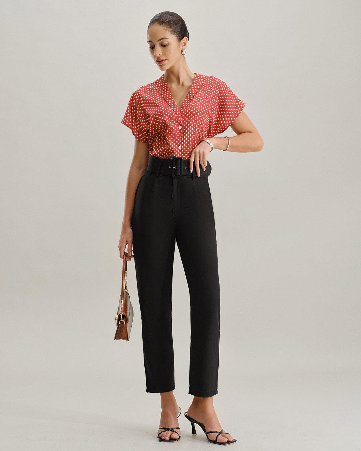 Black Straight Pegged Pants Product Image