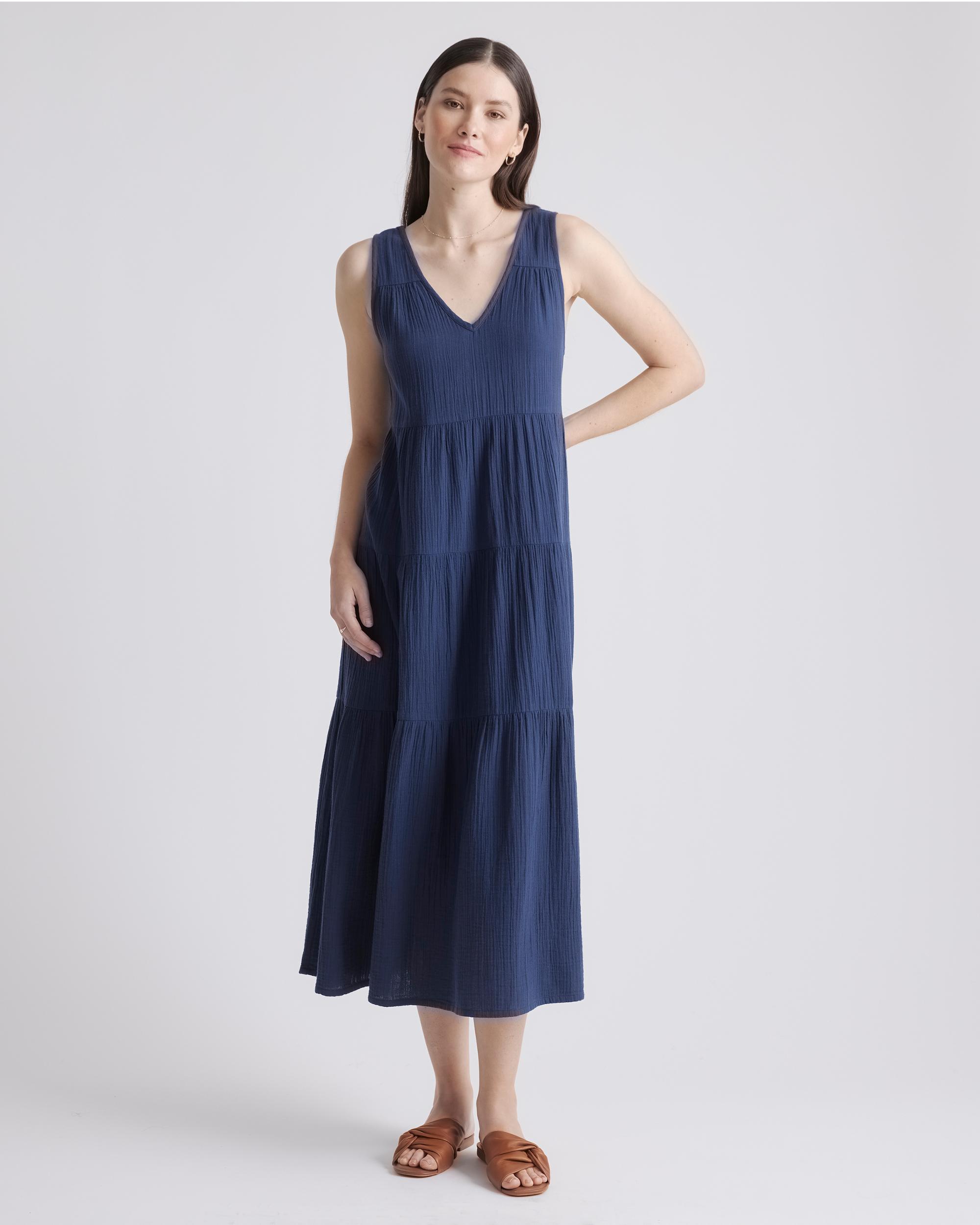 Quince | Women's Gauze Tiered Maxi Dress Size XS, Organic Cotton Product Image